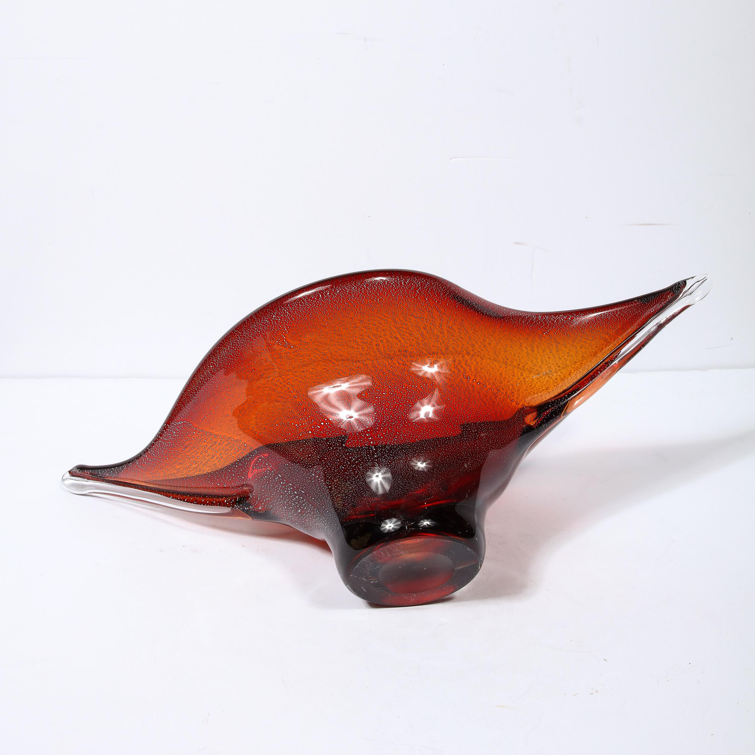 Mid-Century Modern Centerpiece Bowl in Smoked Ruby Hand-Blown Murano Glass 9