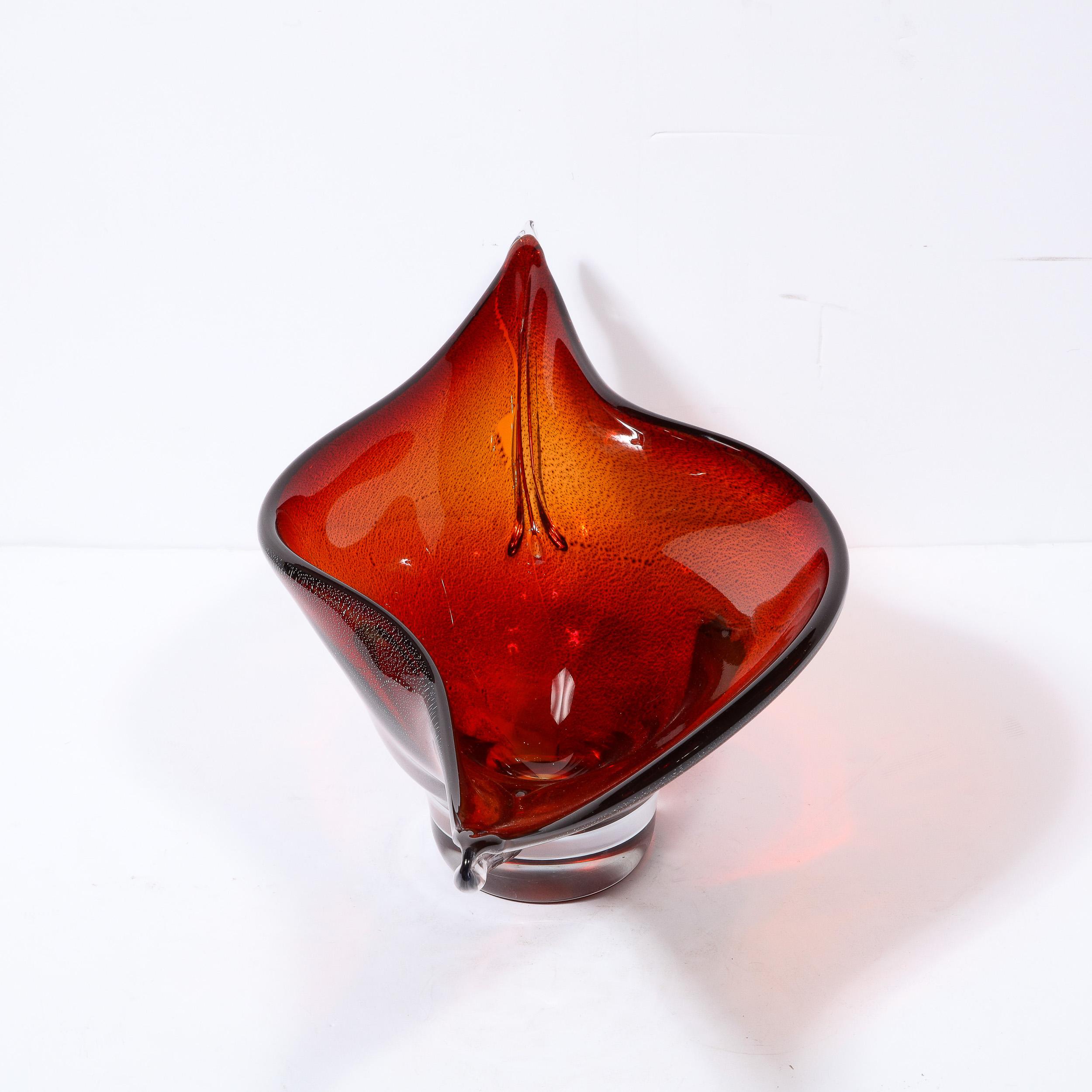 Mid-20th Century Mid-Century Modern Centerpiece Bowl in Smoked Ruby Hand-Blown Murano Glass