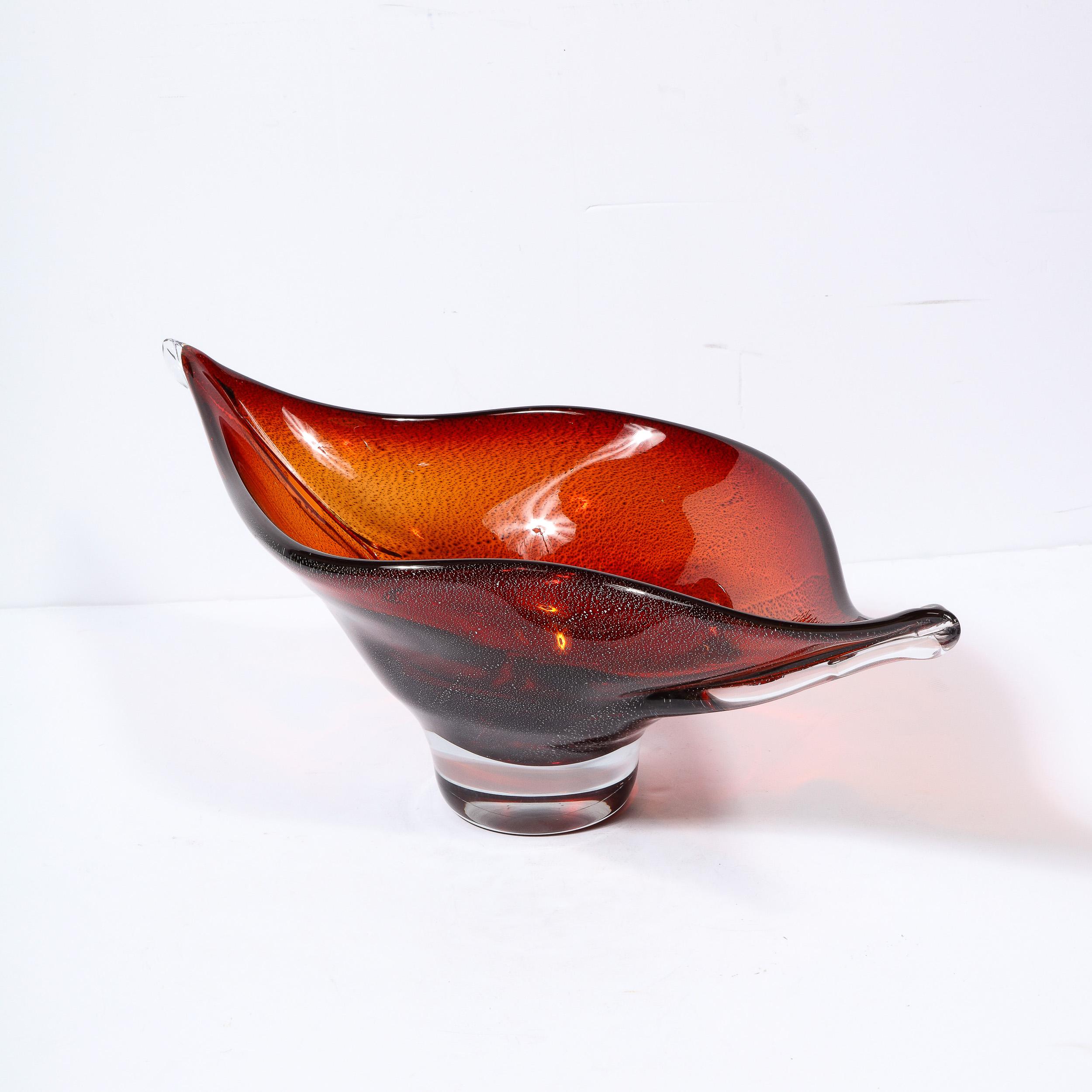Mid-Century Modern Centerpiece Bowl in Smoked Ruby Hand-Blown Murano Glass 1