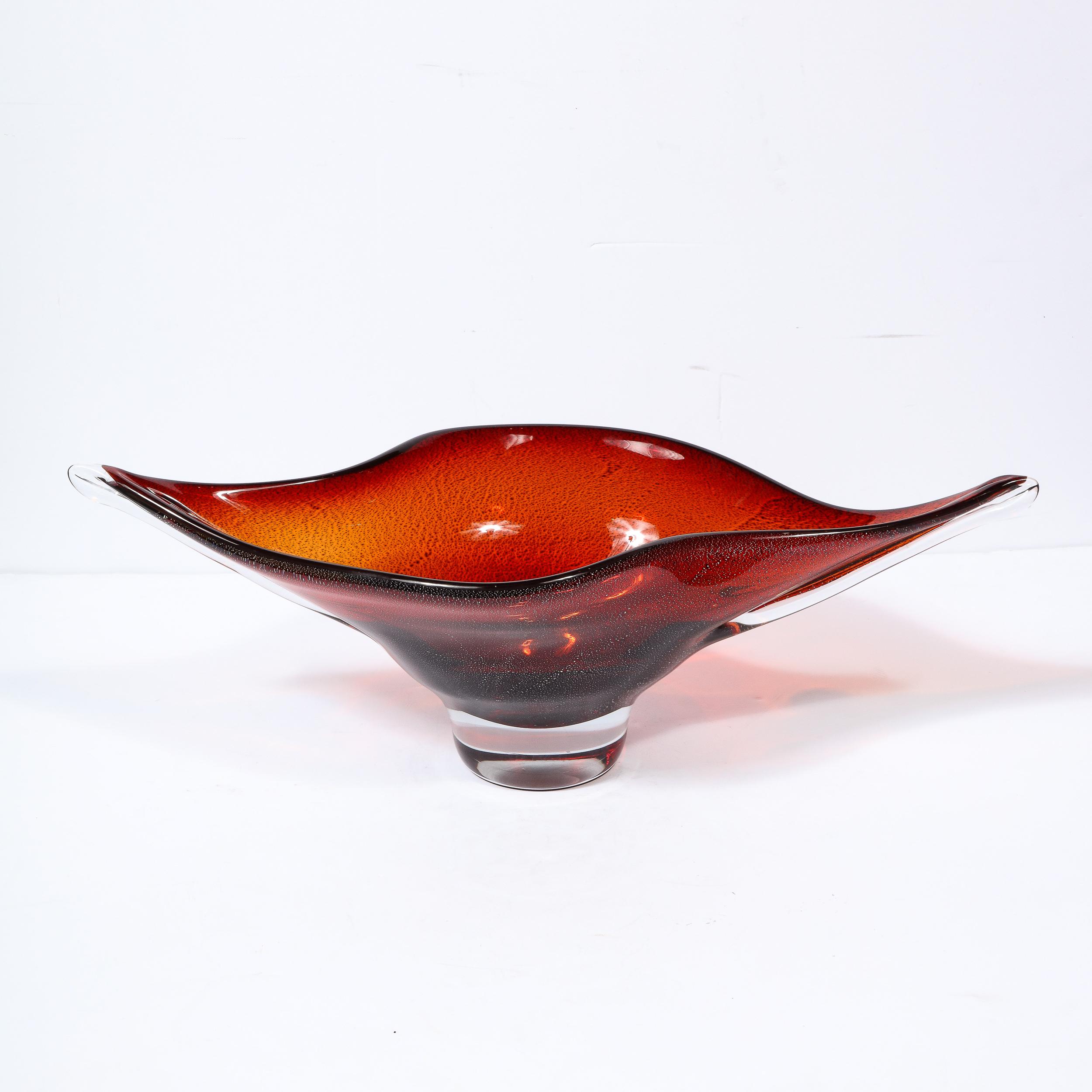 Mid-Century Modern Centerpiece Bowl in Smoked Ruby Hand-Blown Murano Glass 2