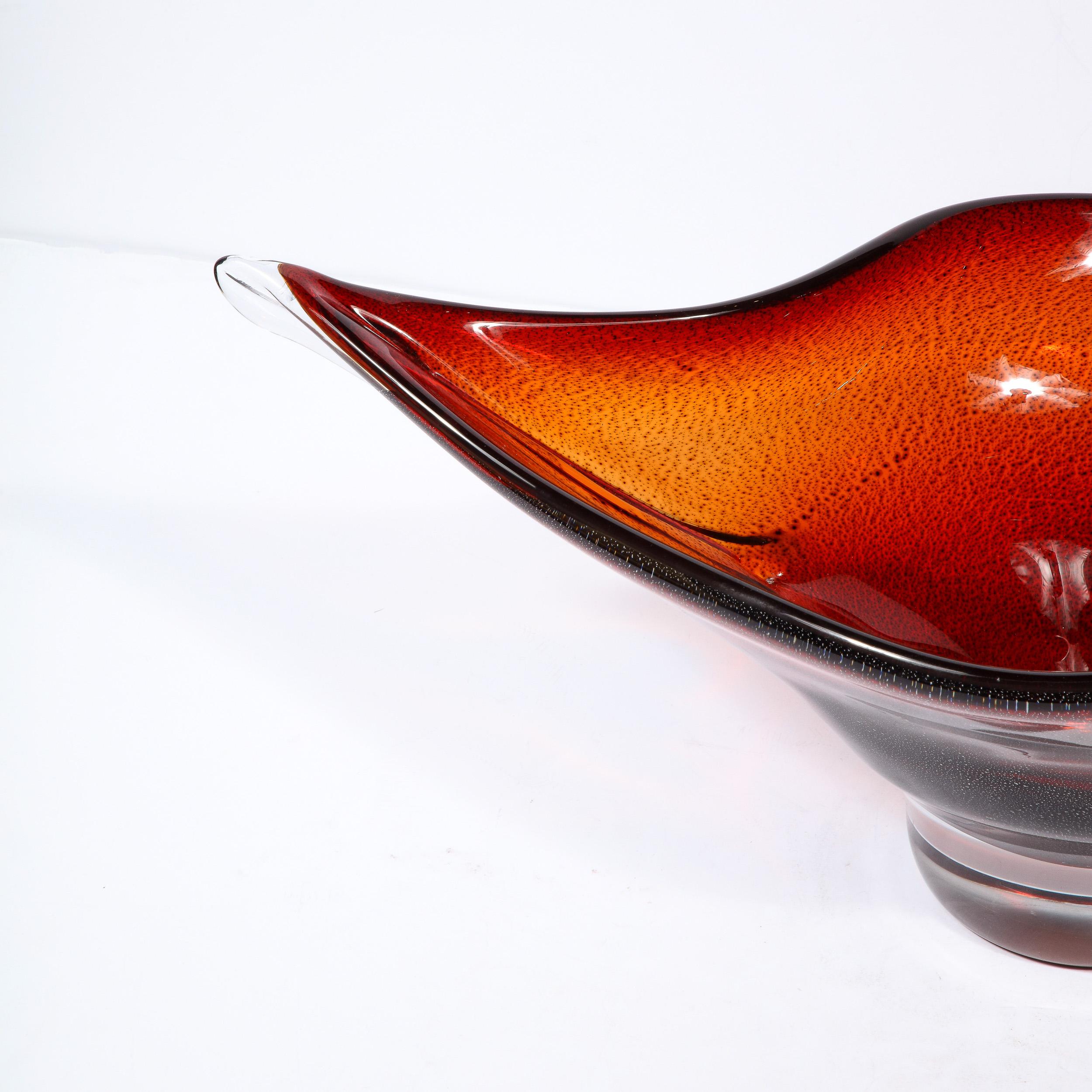 Mid-Century Modern Centerpiece Bowl in Smoked Ruby Hand-Blown Murano Glass 3