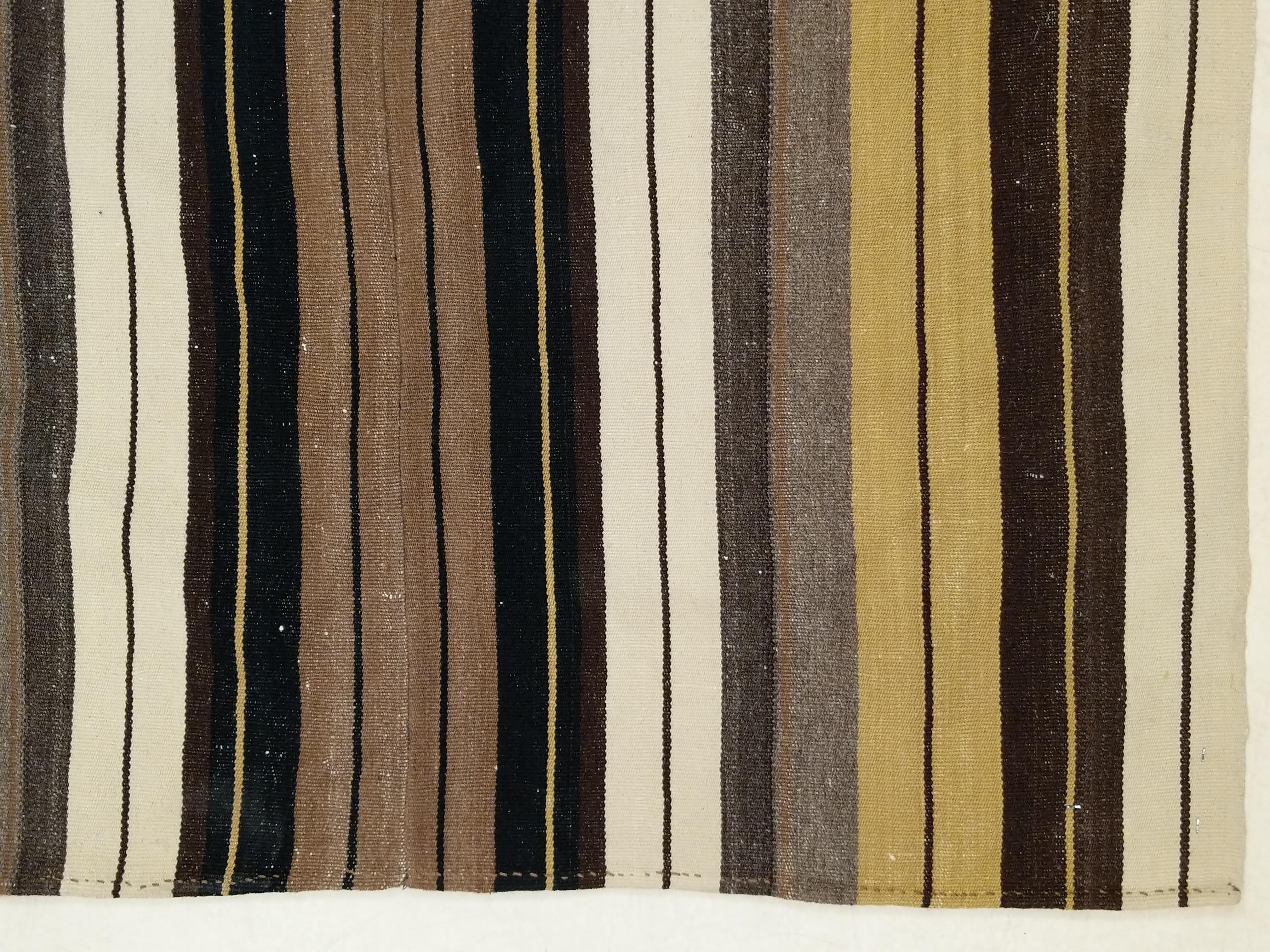 Mid-Century Modern Central Anatolian Kilim Rug with Stripes For Sale 9