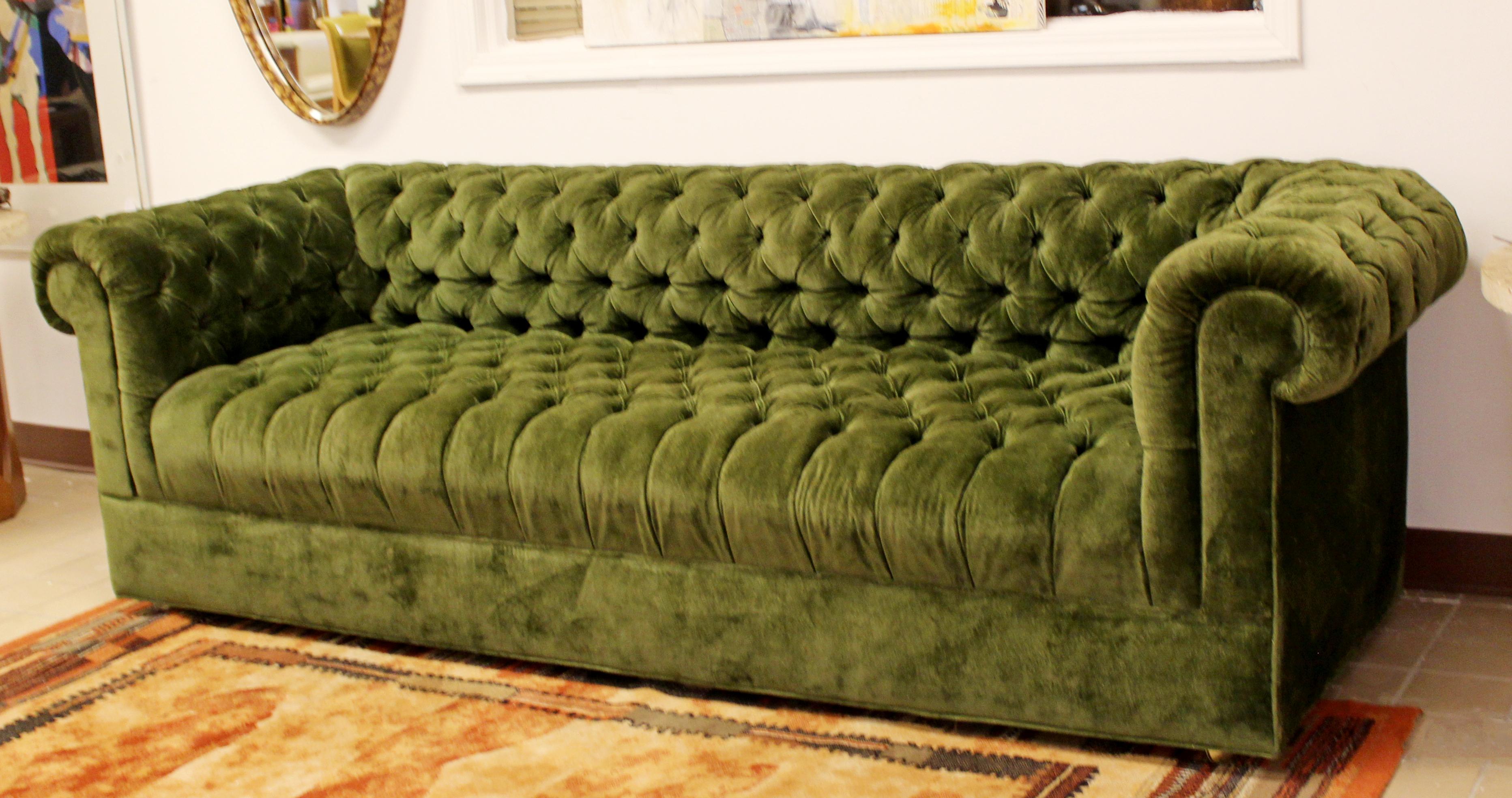 American Mid-Century Modern Century Green Tufted Chesterfield Sofa Dunbar Baughman Style
