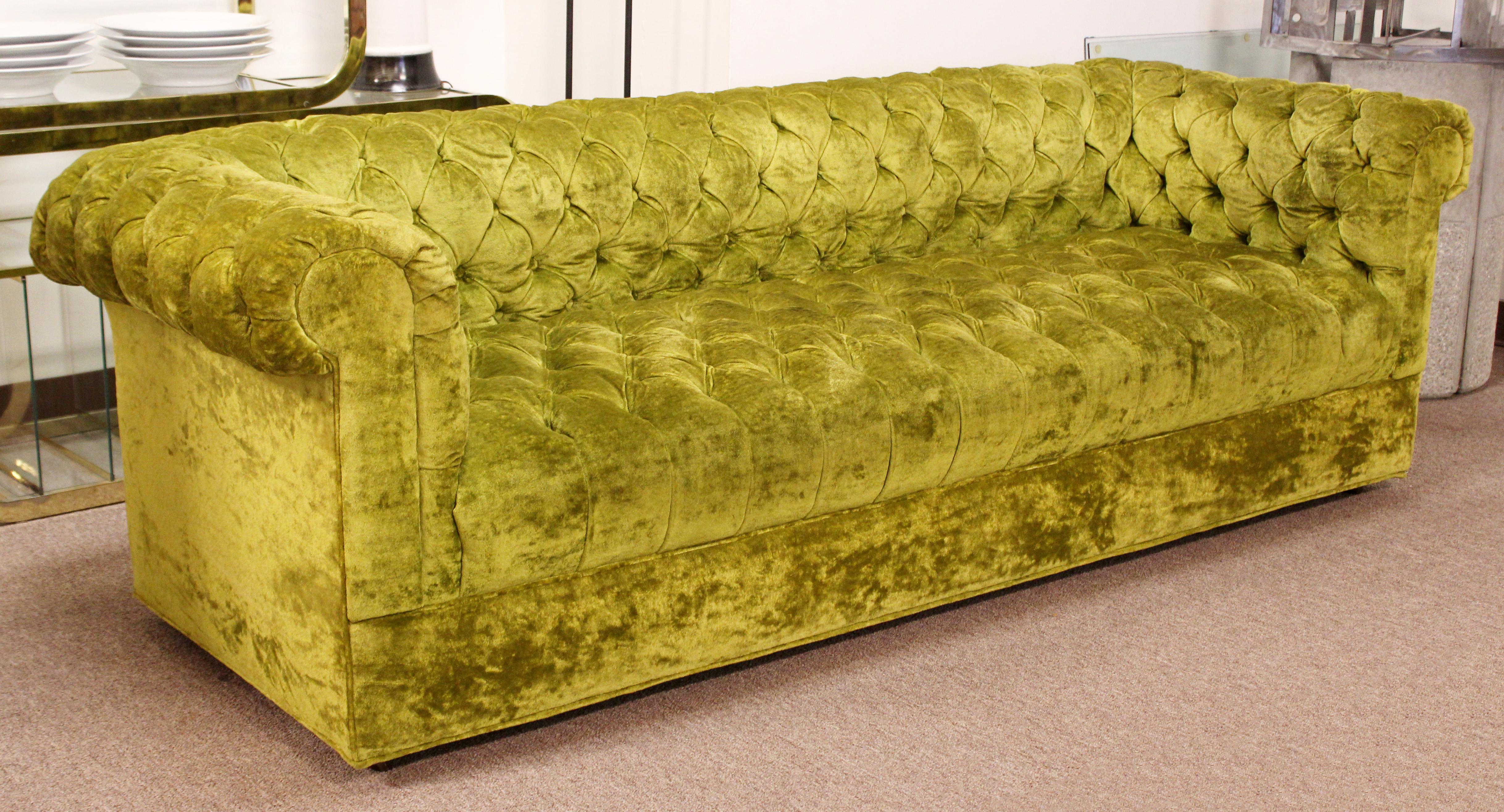 American Mid-Century Modern Century Green Tufted Chesterfield Sofa Dunbar Baughman Style