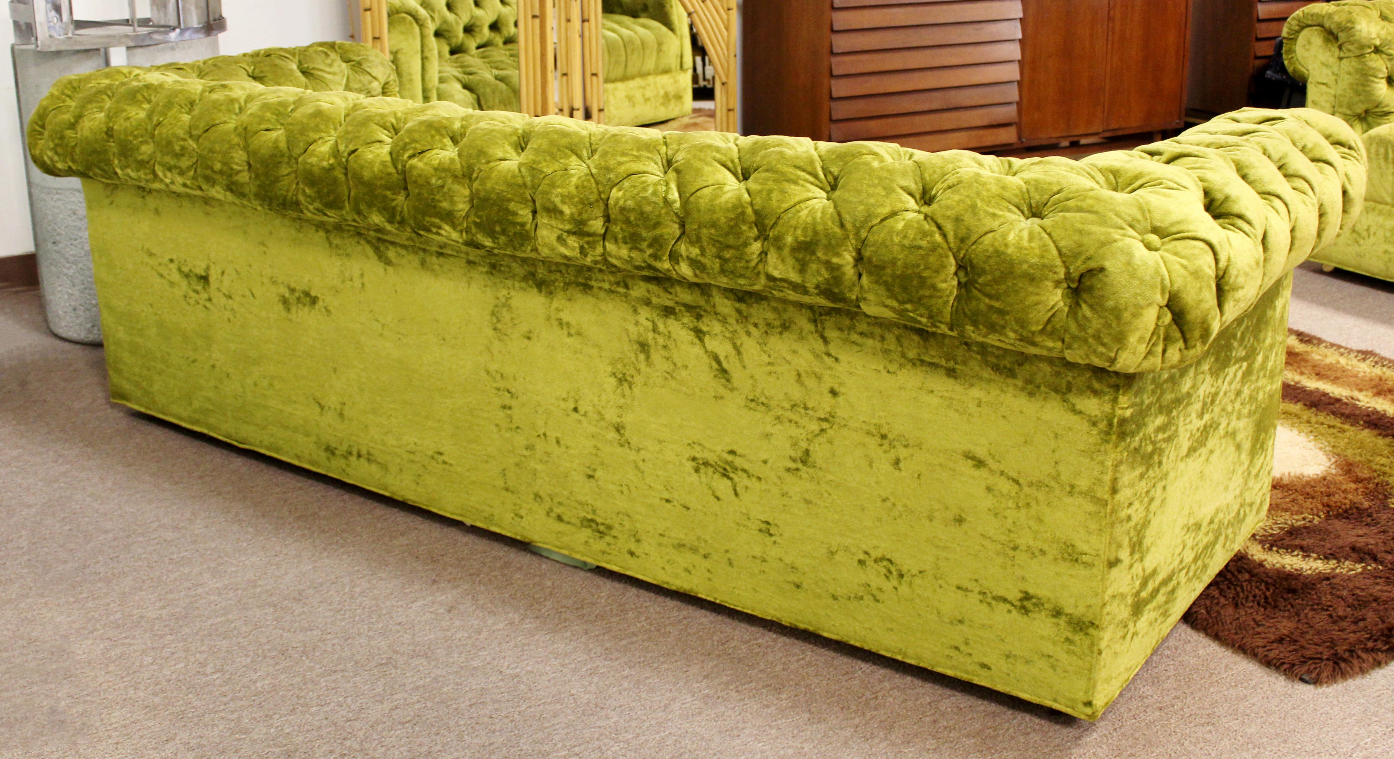 Mid-20th Century Mid-Century Modern Century Green Tufted Chesterfield Sofa Dunbar Baughman Style