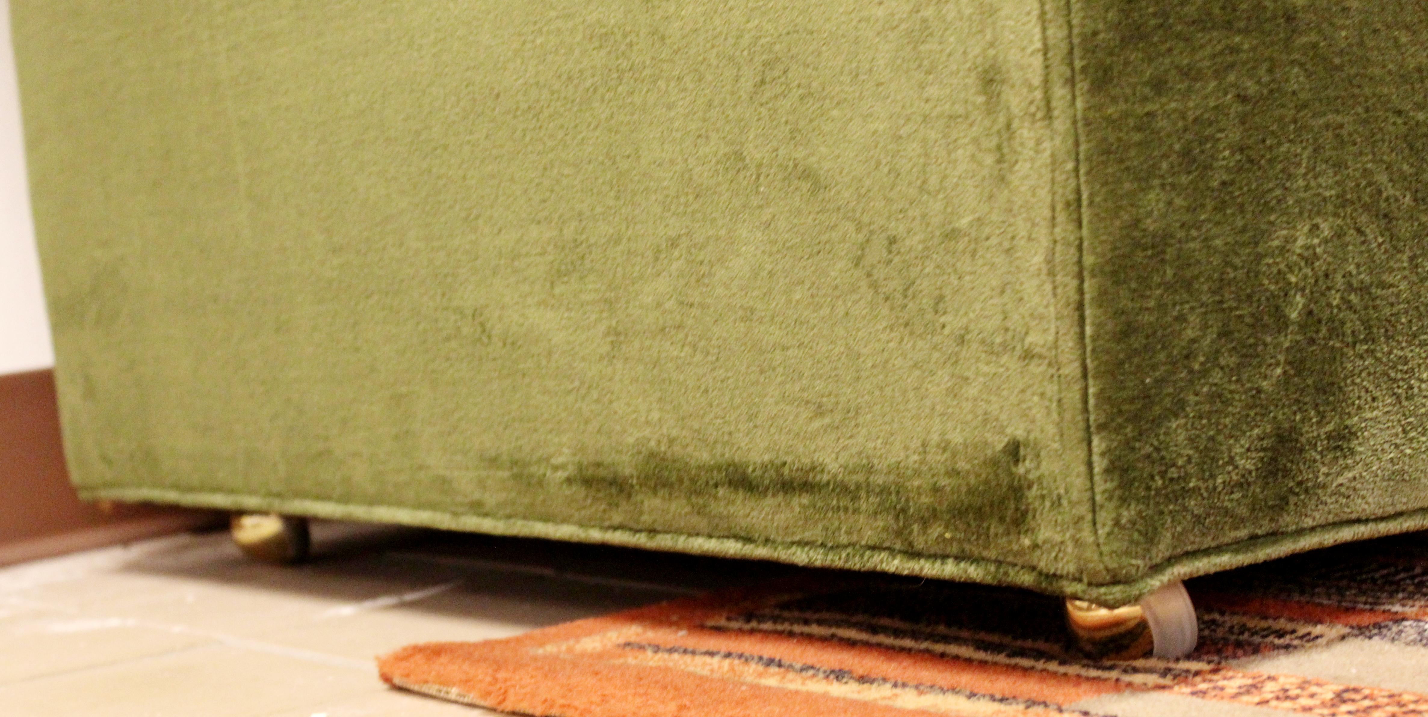 Fabric Mid-Century Modern Century Green Tufted Chesterfield Sofa Dunbar Baughman Style