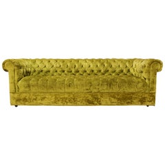 Canapé Chesterfield moderne du milieu du siècle vert touffeté Style Dunbar Baughman