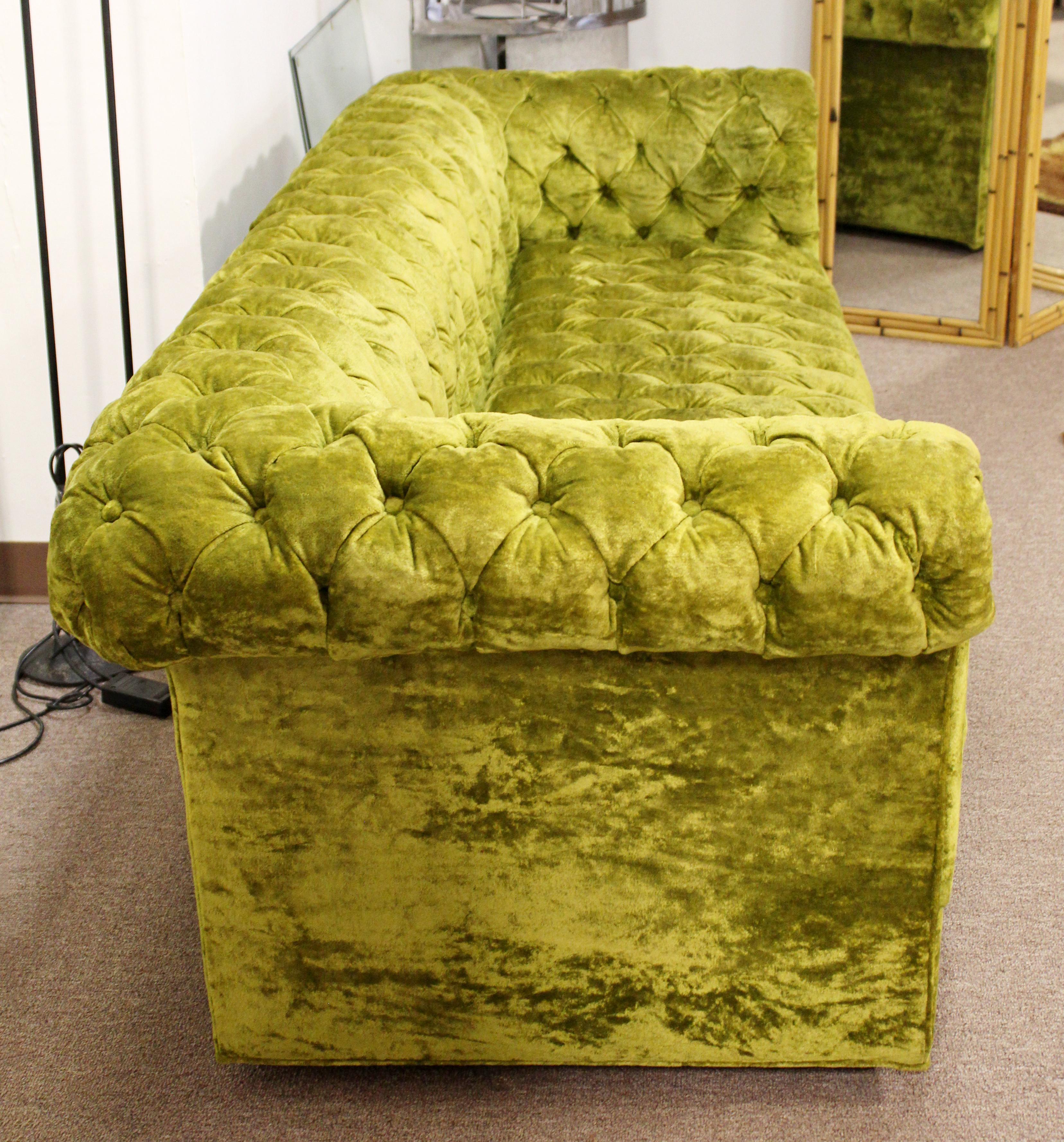 Mid-20th Century Mid-Century Modern Century Pair Green Tufted Sofa Loveseat Dunbar Baughman Style