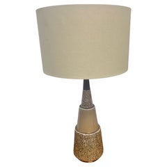 Mid Century Modern Ceramic And Walnut Table Lamp With Shade