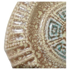 Mid-Century Modern Ceramic Ashtray or Catchall in Turquoise and Brown