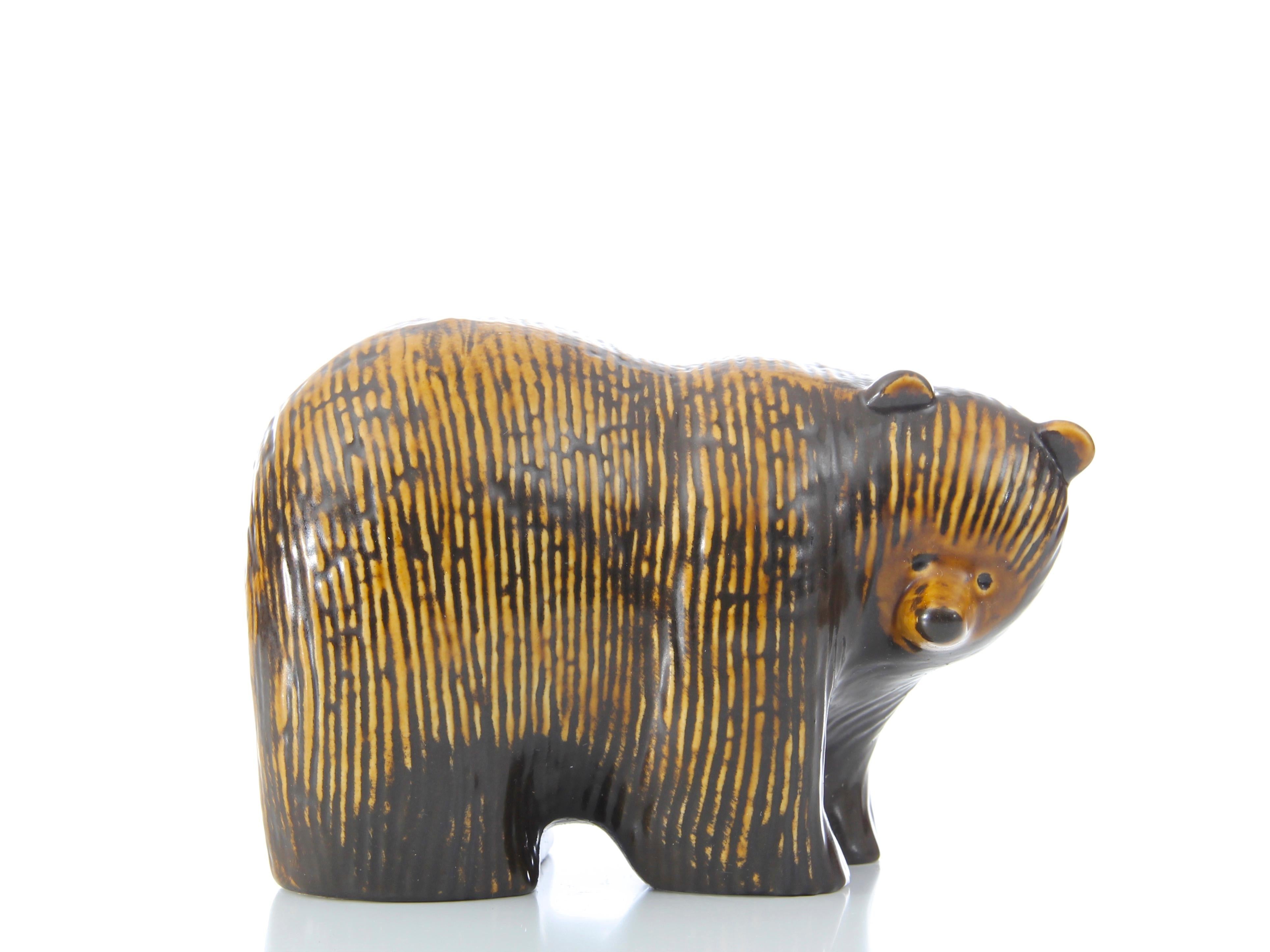 Large brown ceramic bear by Lisa Larson for Gustavsberg (Sweden). Fully stamped base.