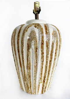 Mid-century Modern Ceramic Boho Lava Glaze Table Lamps, Large Pair