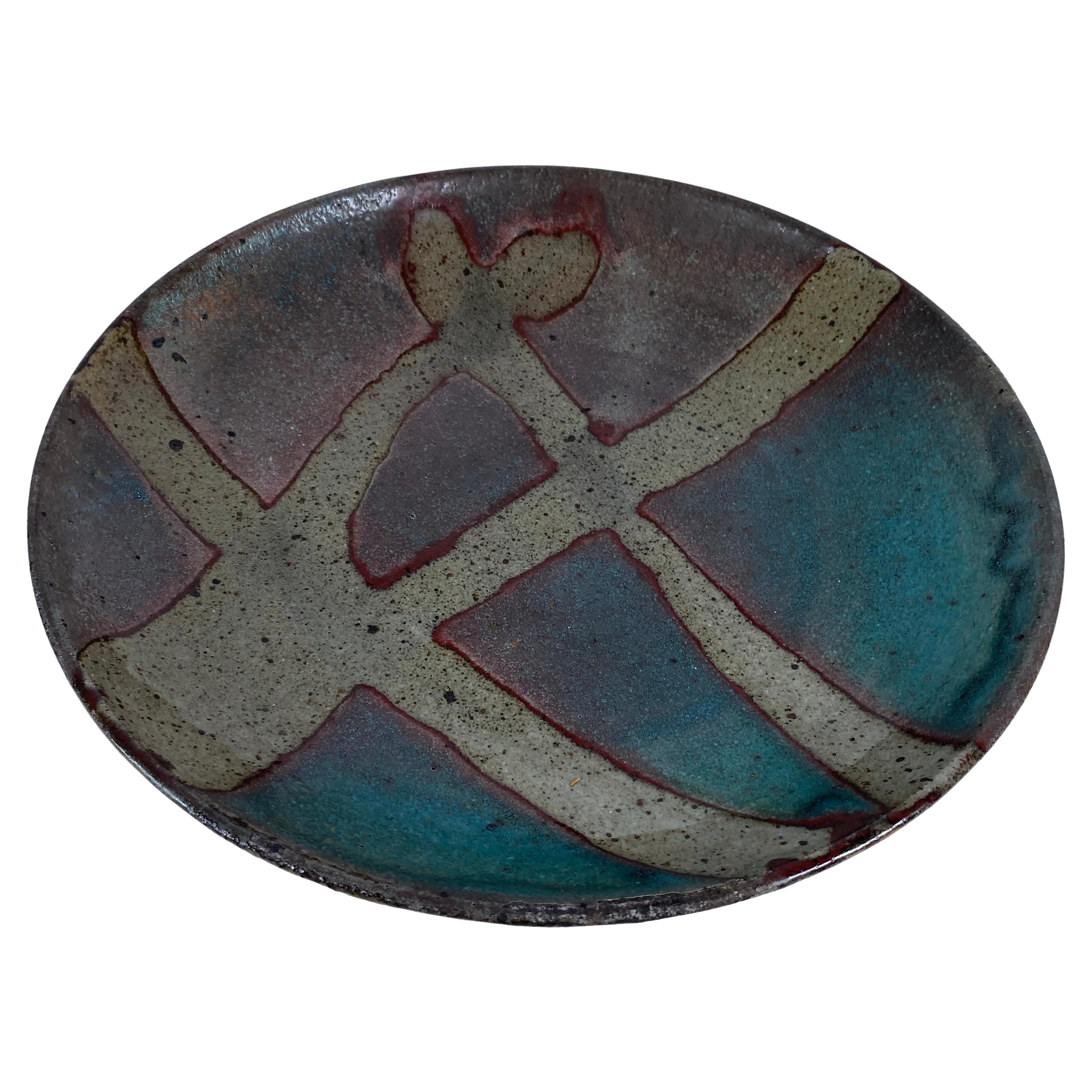 Mid-Century Modern Ceramic Bowl, Hand-Crafted, Glazed, USA, 1960s