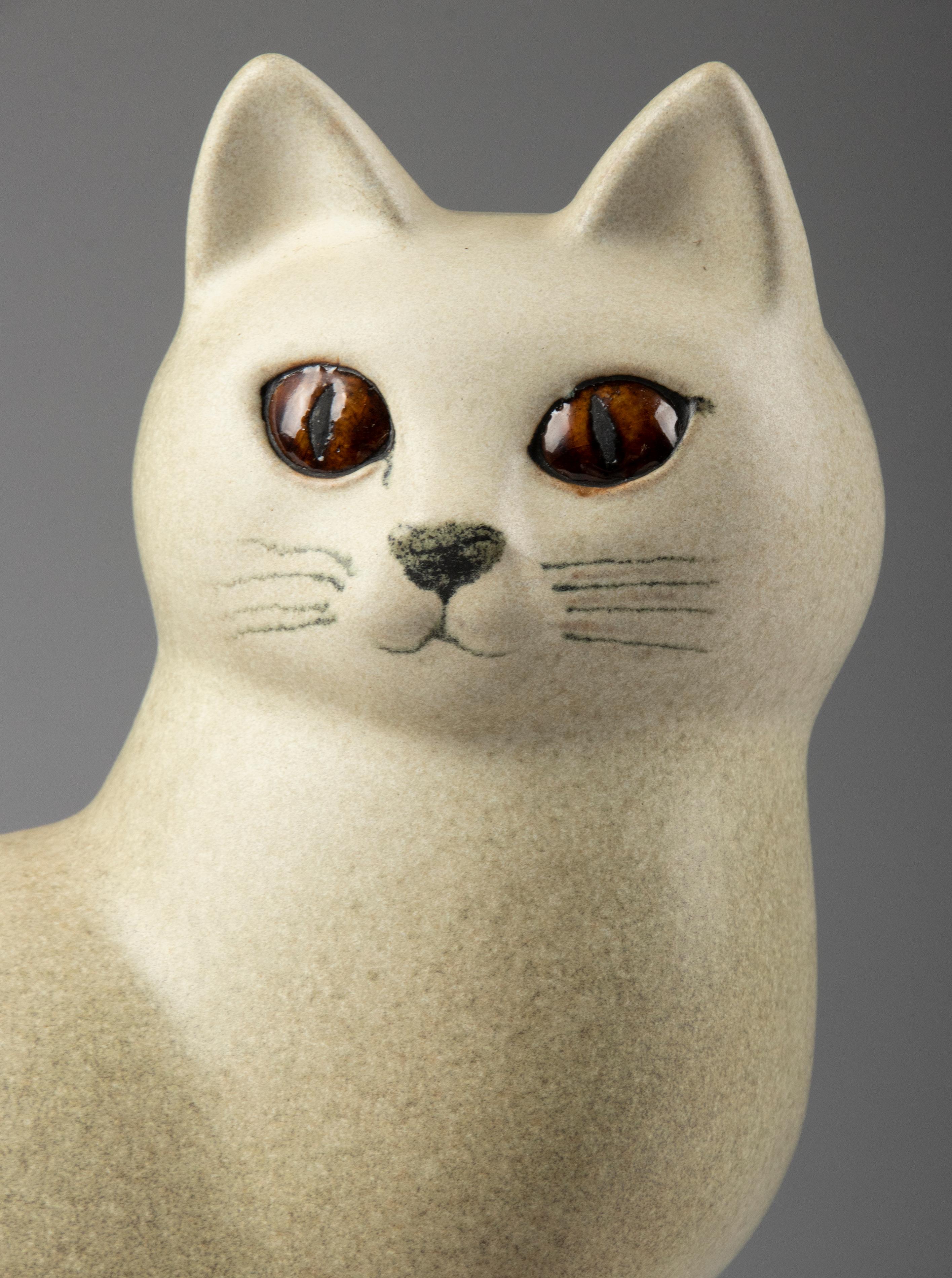 Mid-20th Century Mid-Century Modern Ceramic Cat by Gustavsberg Designed by Lisa Larson Studio