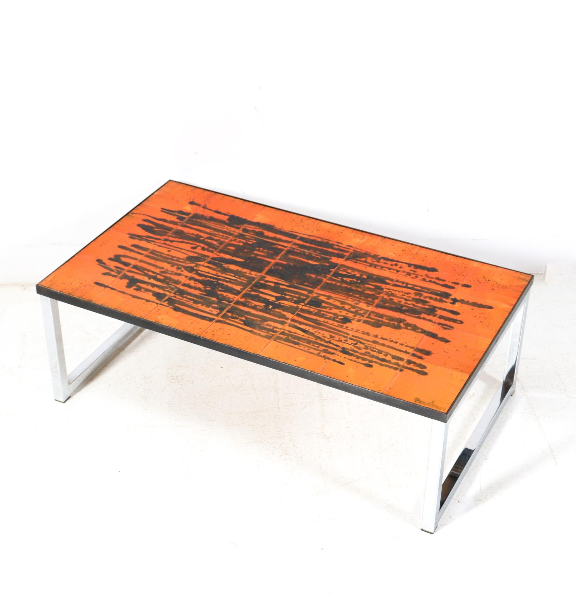 Mid-Century Modern Ceramic Coffee Table by Juliette Belarti Belgium, 1960s In Good Condition For Sale In Amsterdam, NL