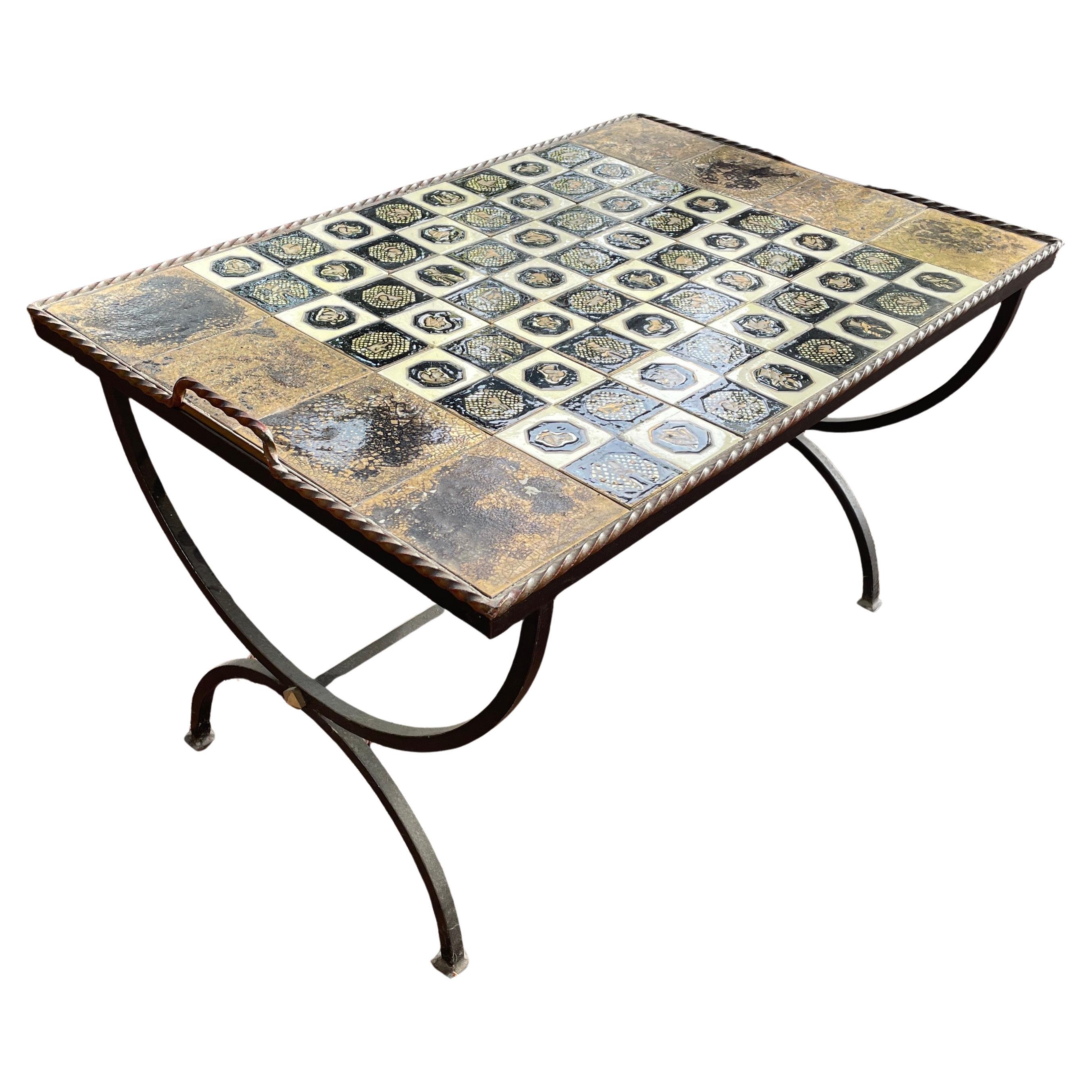 Mid-Century Modern Ceramic Coffee Table by Vallauris, France, 1950s