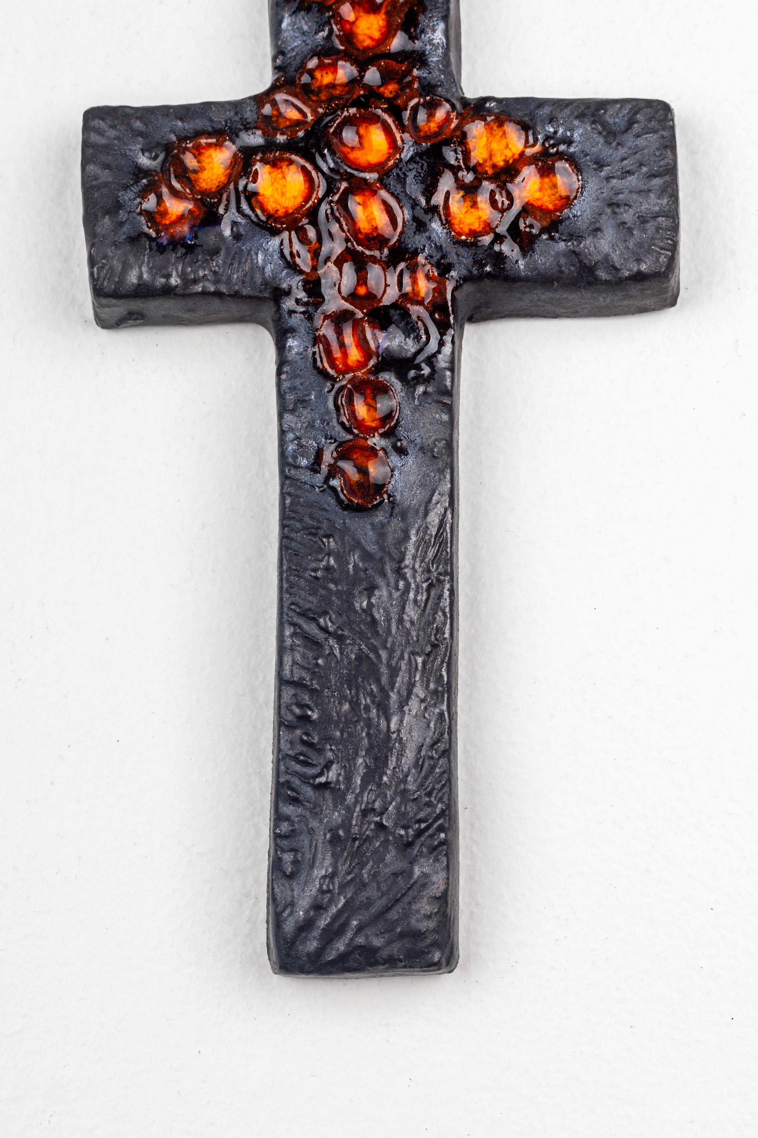 Brutalist Mid-Century Modern Ceramic Cross For Sale