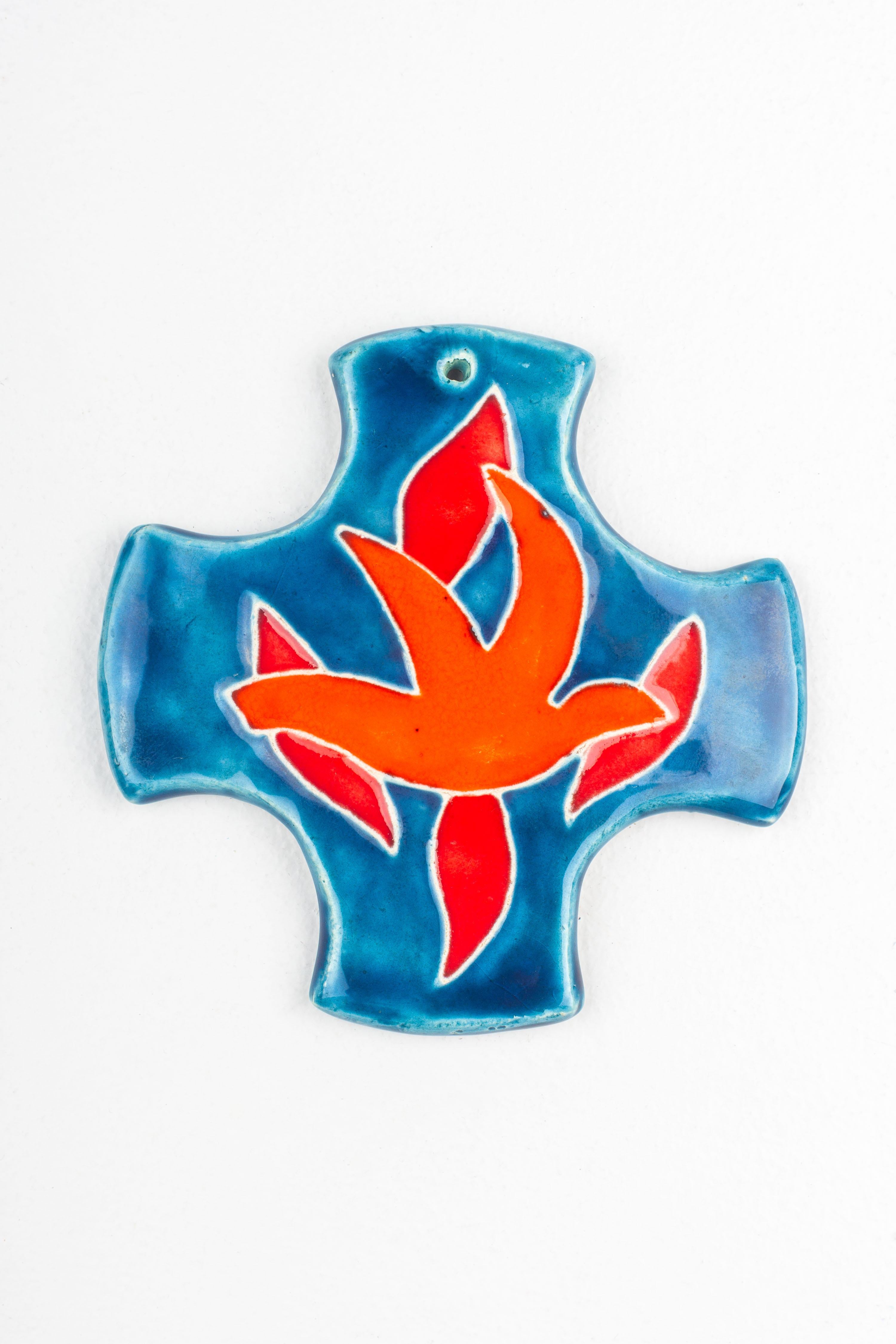 Modernes Keramikkreuz mit abstraktem Motiv aus der Mitte des Jahrhunderts (Mitte des 20. Jahrhunderts) im Angebot