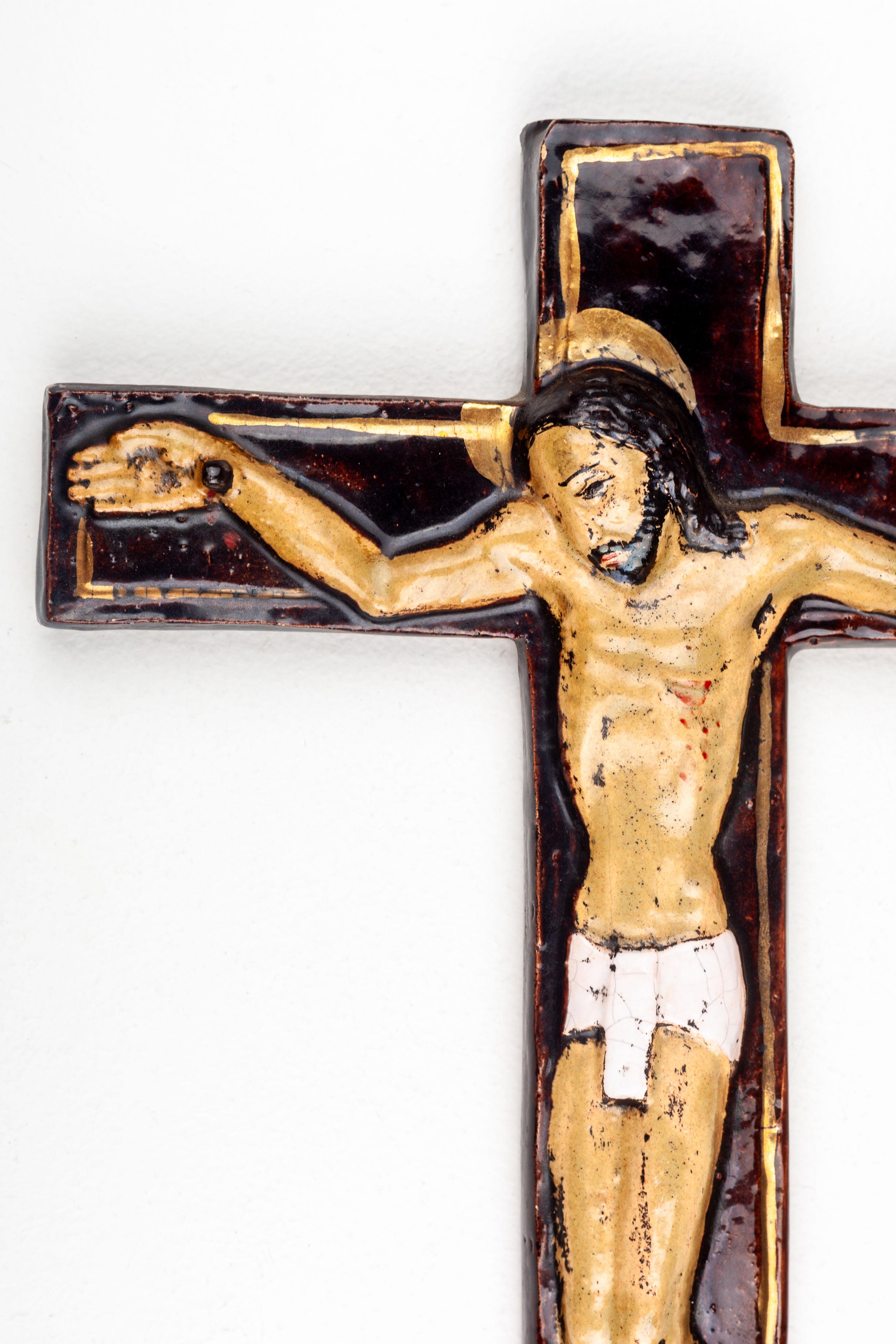 Mid-Century Modern Ceramic Crucifix For Sale 7