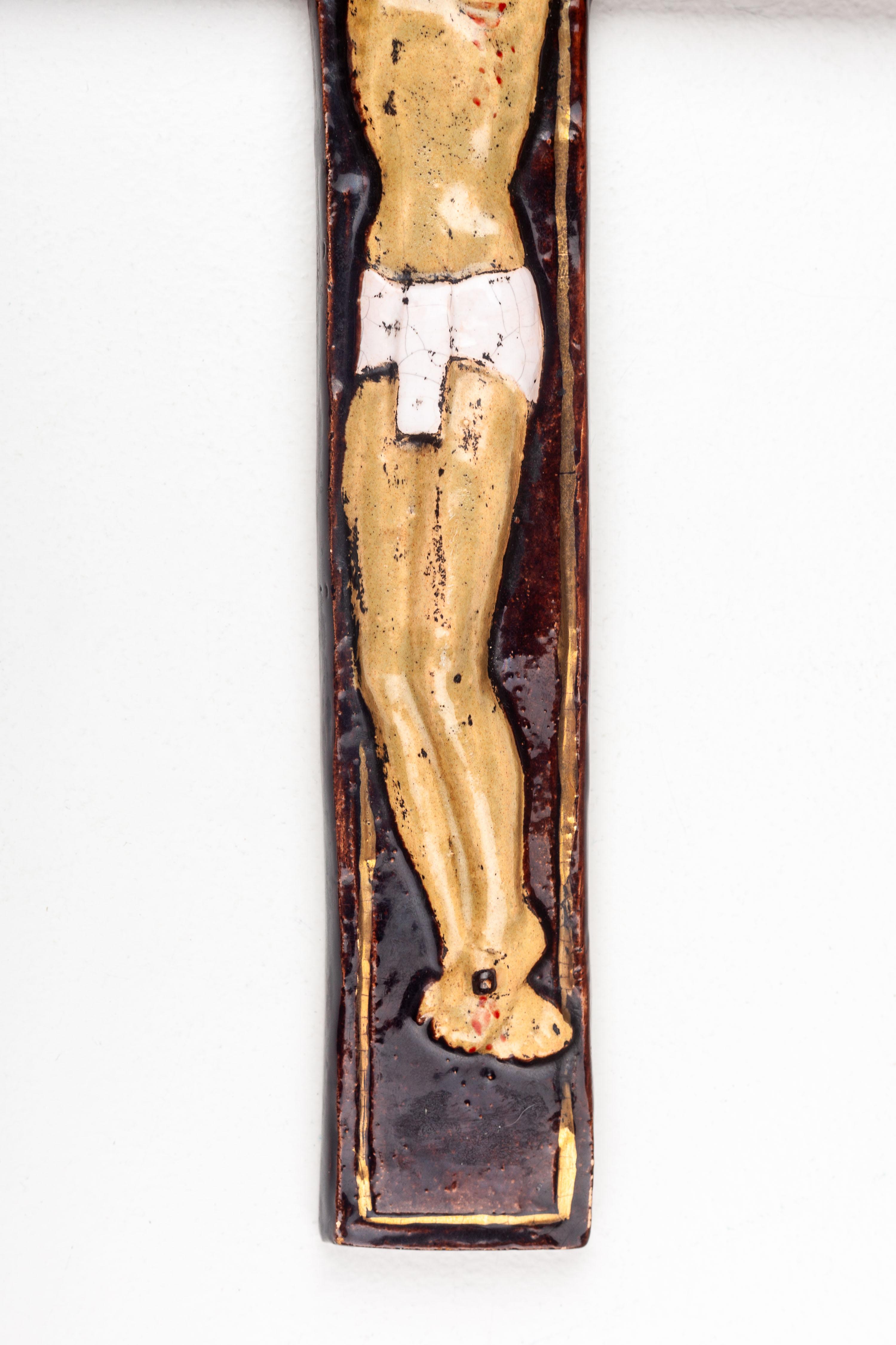 Mid-Century Modern Ceramic Crucifix For Sale 8