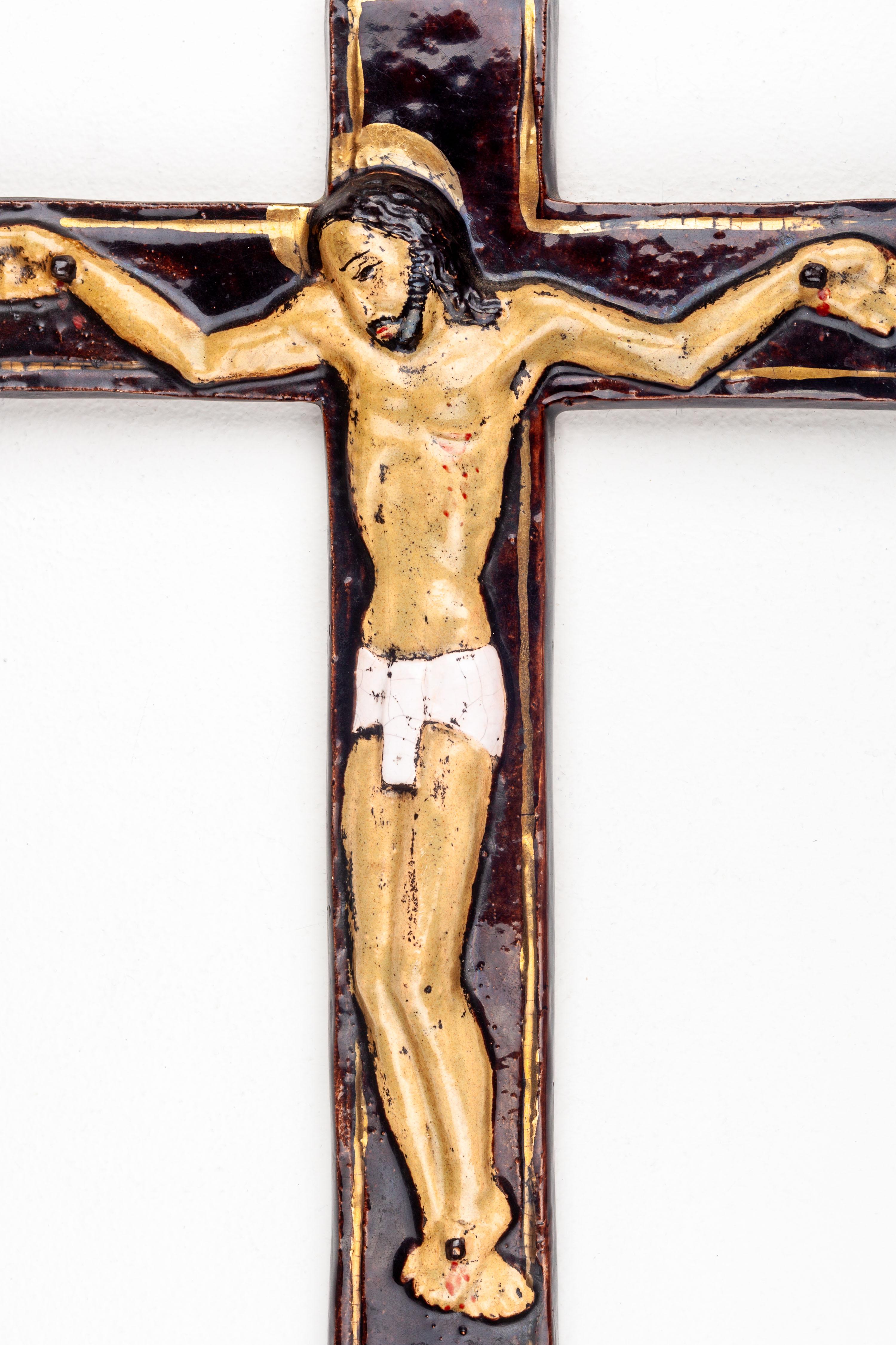 Mid-20th Century Mid-Century Modern Ceramic Crucifix For Sale