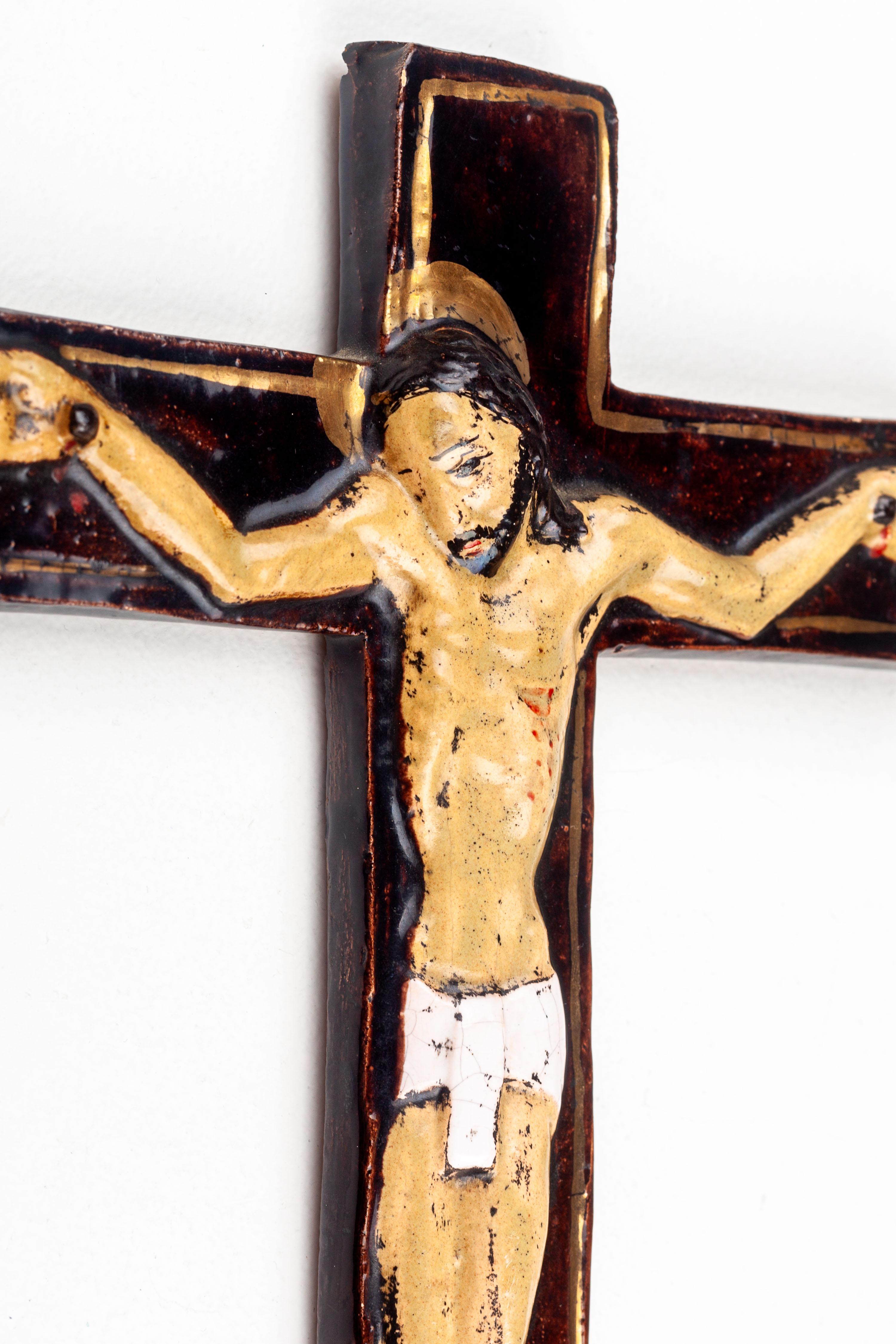 Mid-Century Modern Ceramic Crucifix For Sale 3