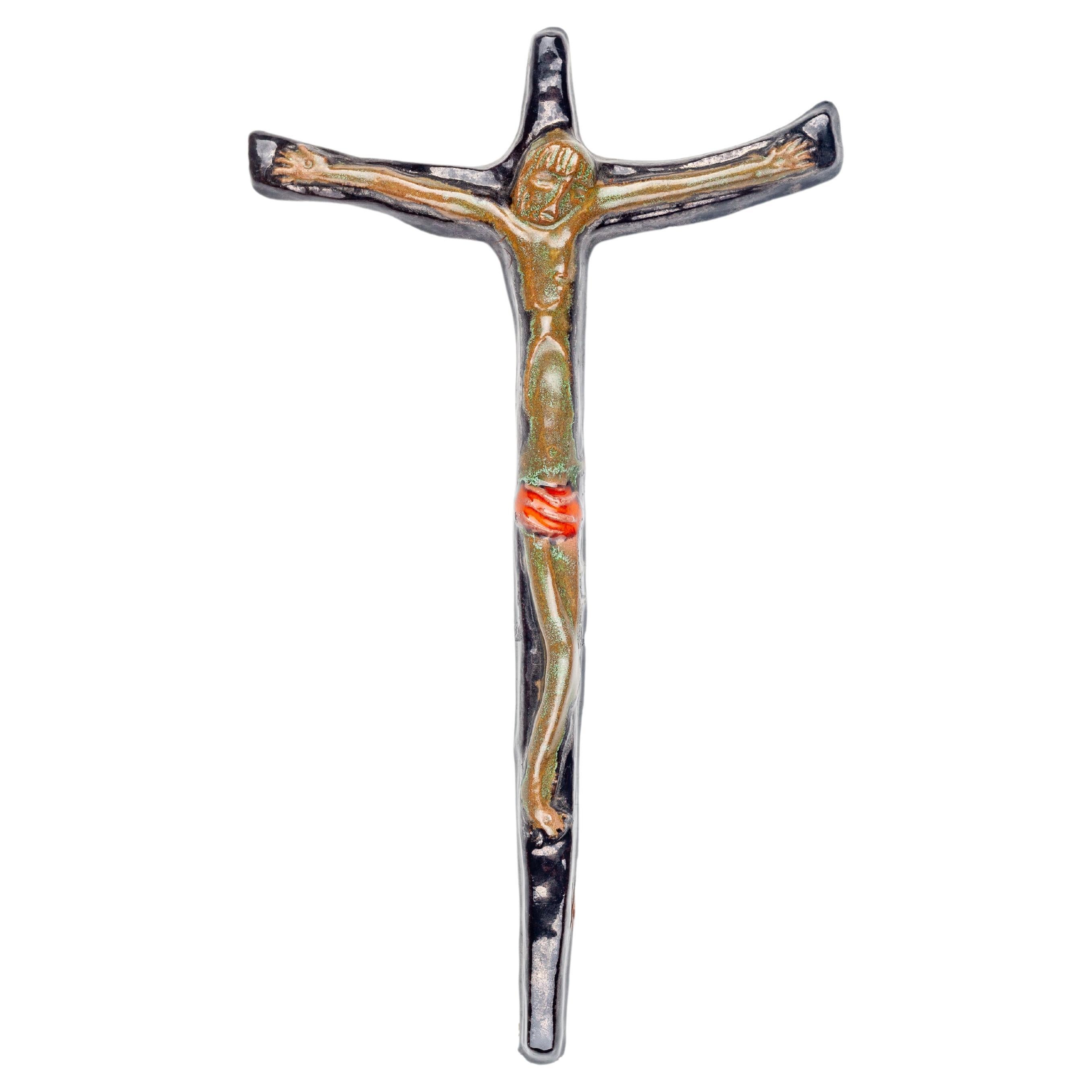 Mid-Century Modern Ceramic Crucifix For Sale