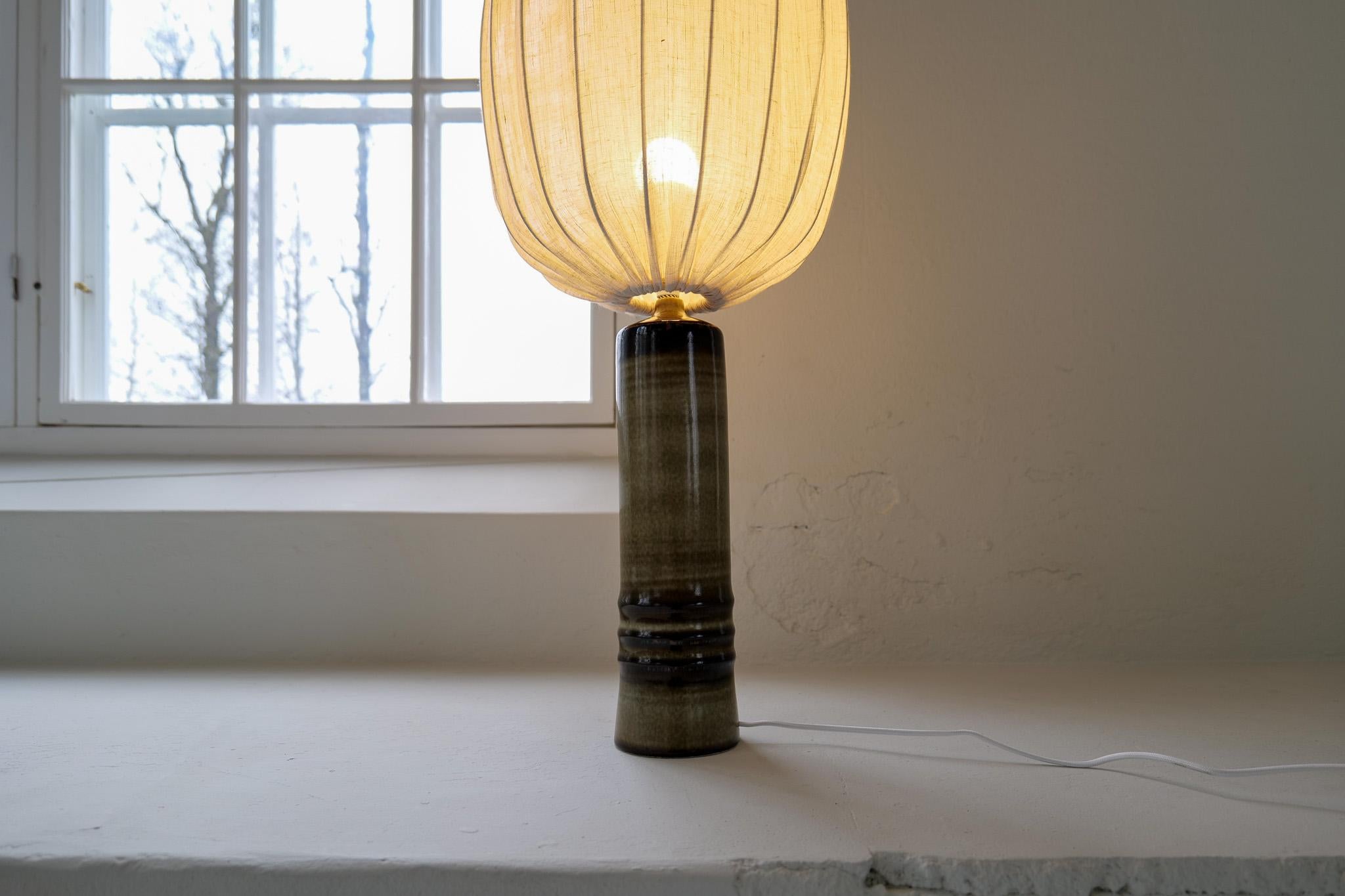 Mid-Century Modern Ceramic Earthy Table Lamp Rörstrand Olle Alberius Sweden For Sale 4