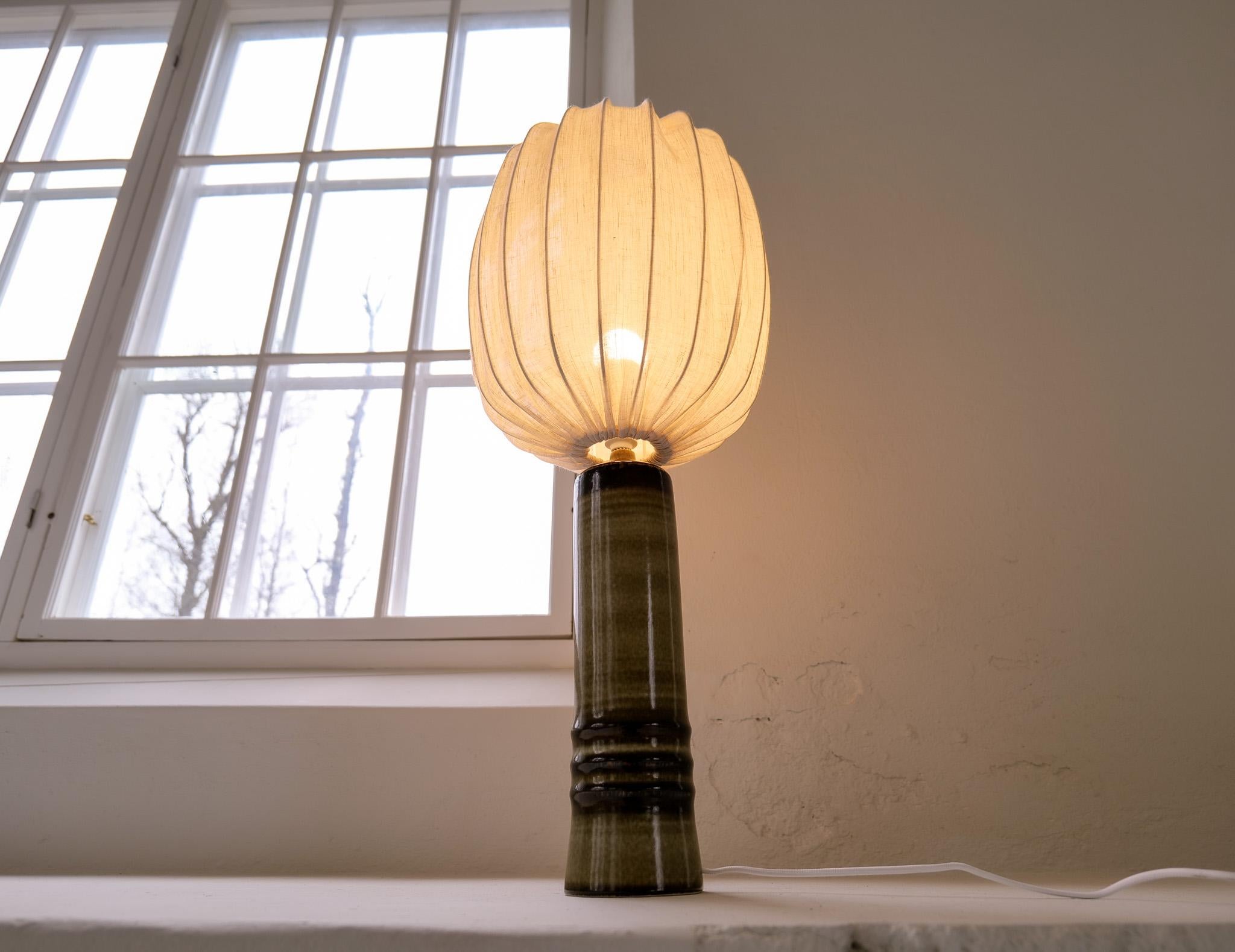 Mid-Century Modern Ceramic Earthy Table Lamp Rörstrand Olle Alberius Sweden For Sale 5