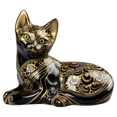 Retro Mid-Century Modern Ceramic Figurine of a Cat