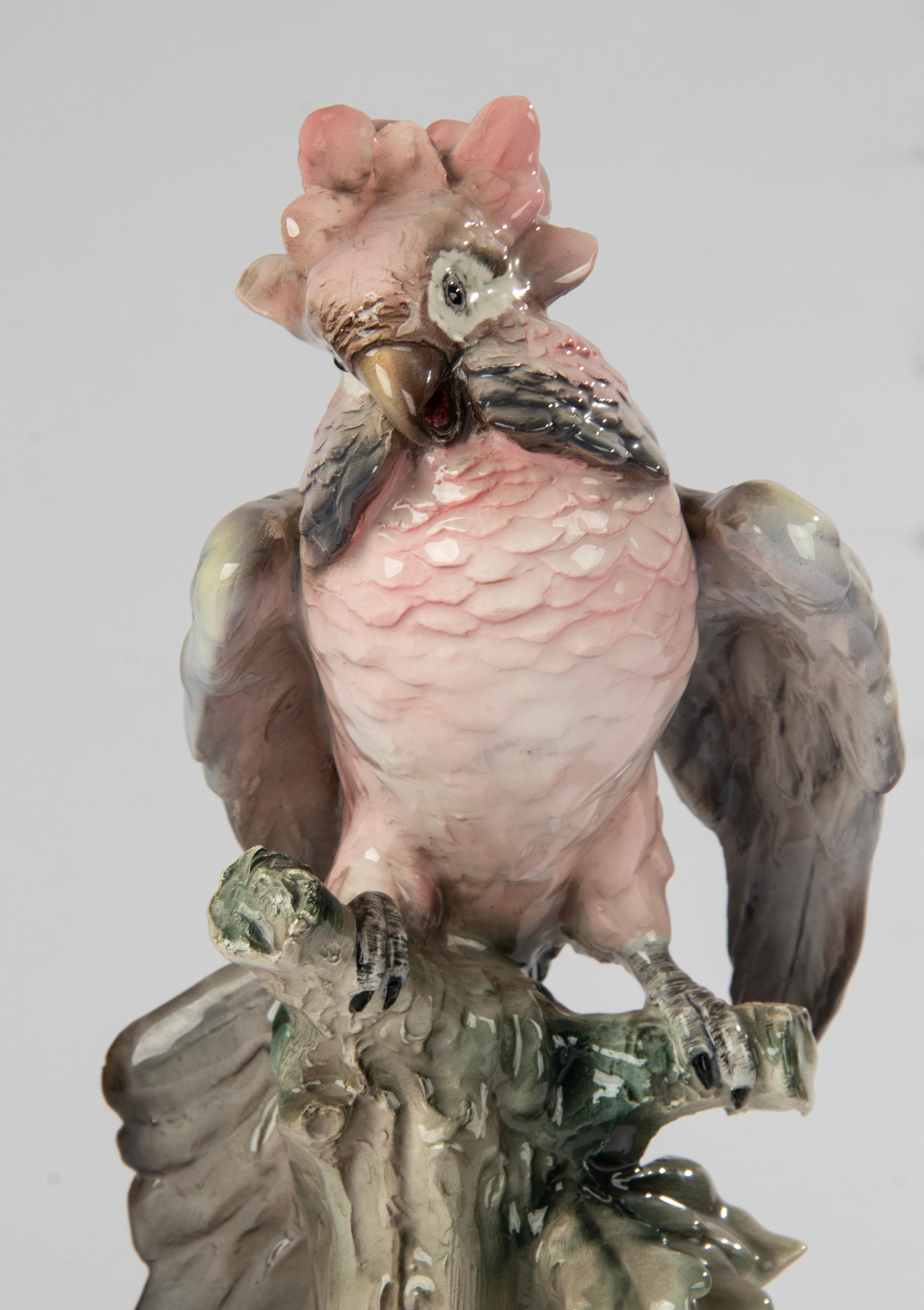 A beautiful ceramic sculpture of a parrot. 
Made in Italy, dating from circa 1960. 
The sculpture has a beautiful, somewhat rough structure and a special color palette. Finished with a glossy glaze.
The statue is in perfect condition. No damage and