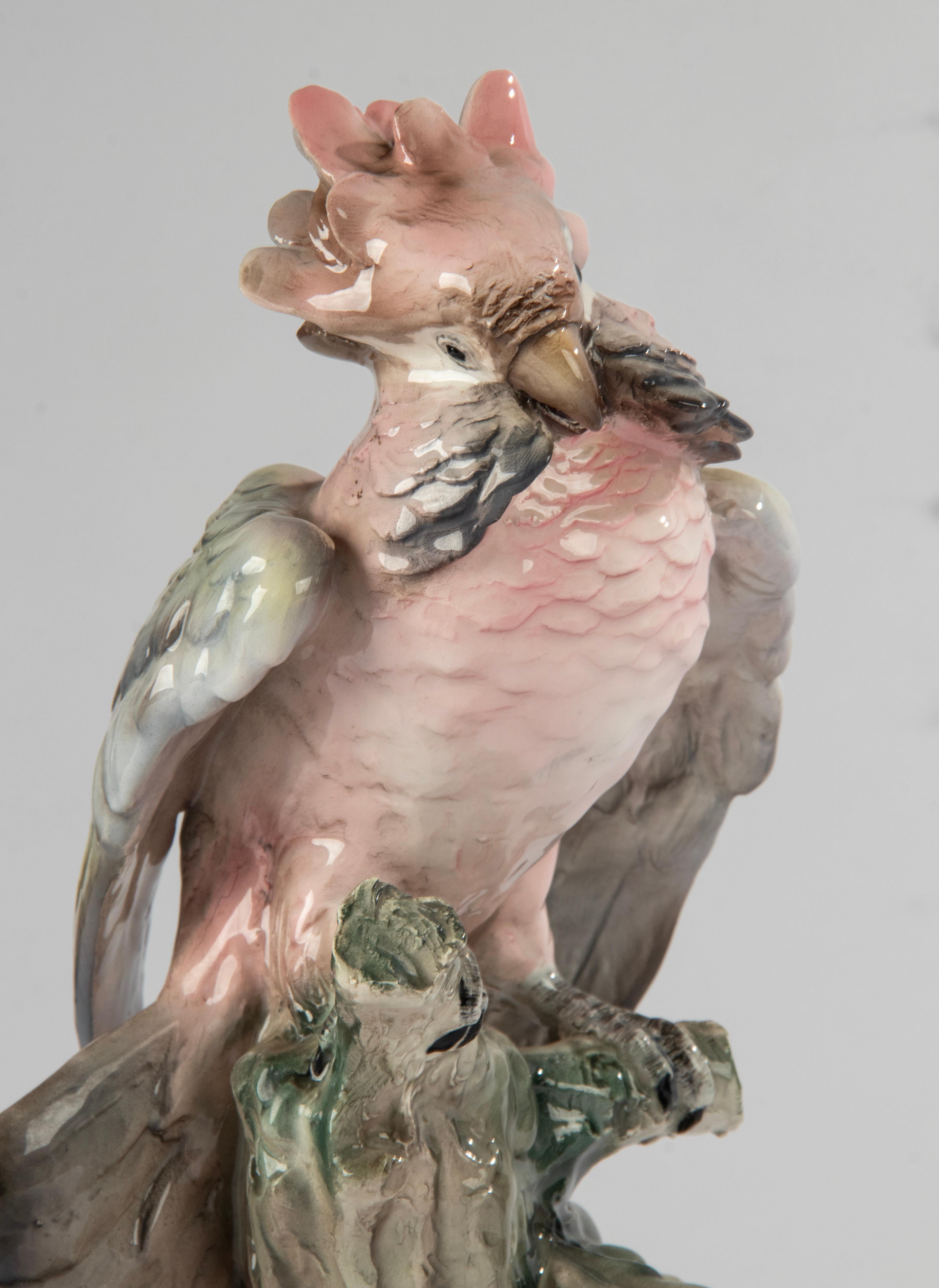 Hand-Crafted Mid-Century Modern Ceramic Figurine of a Parrot For Sale