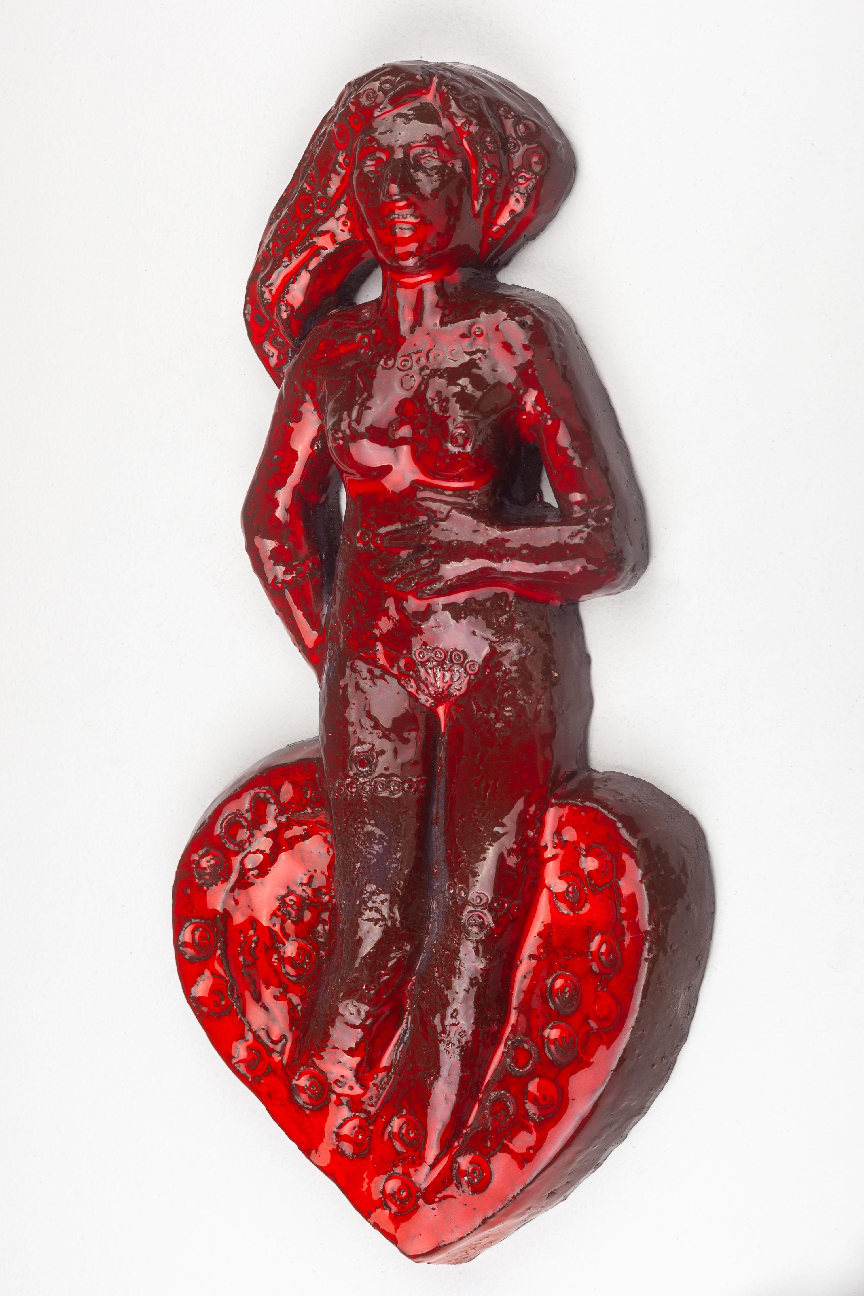 Moderne Keramikfigur auf Herz aus der Mitte des Jahrhunderts, 15- Zoll im Angebot 8