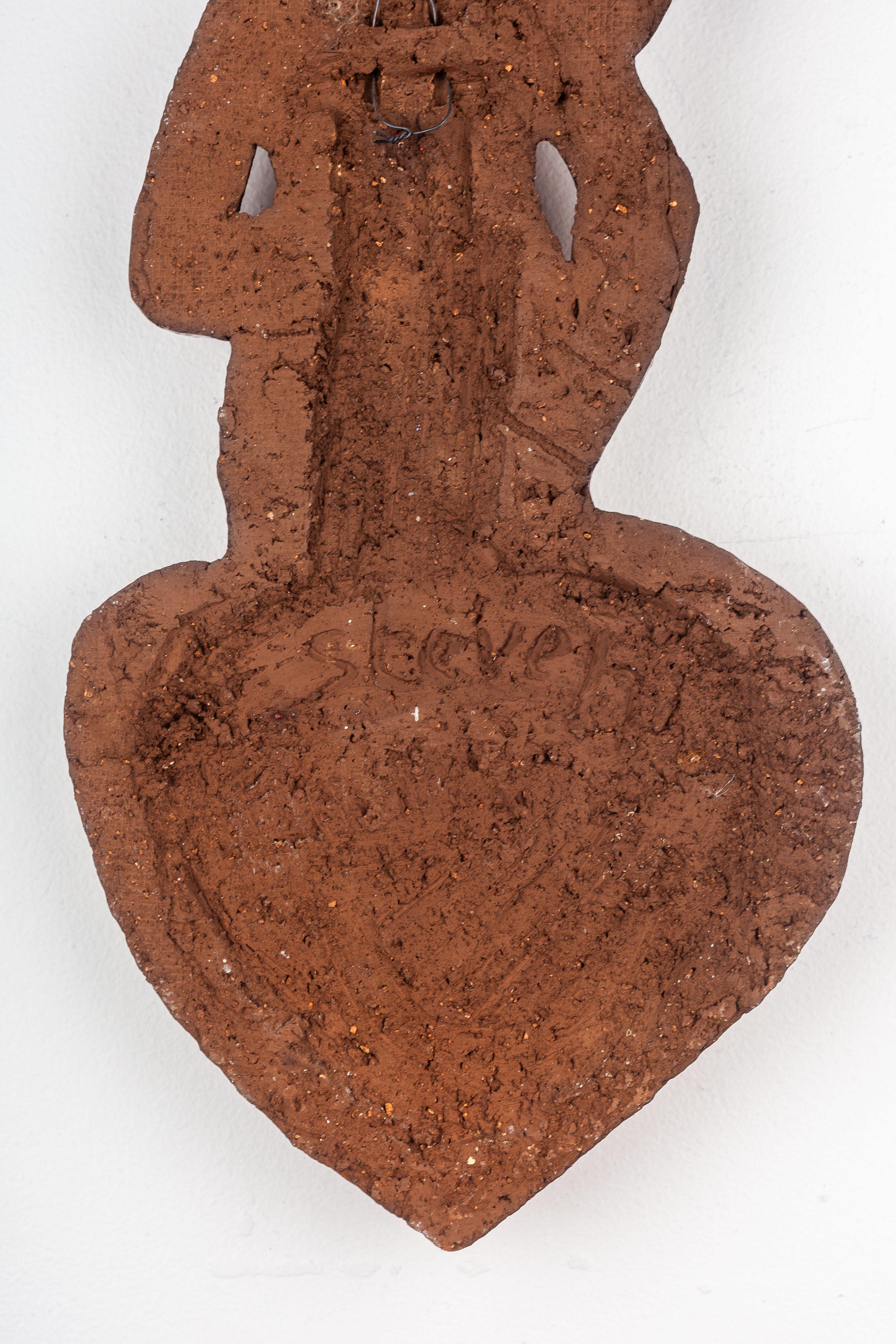 Moderne Keramikfigur auf Herz aus der Mitte des Jahrhunderts, 15- Zoll im Angebot 3