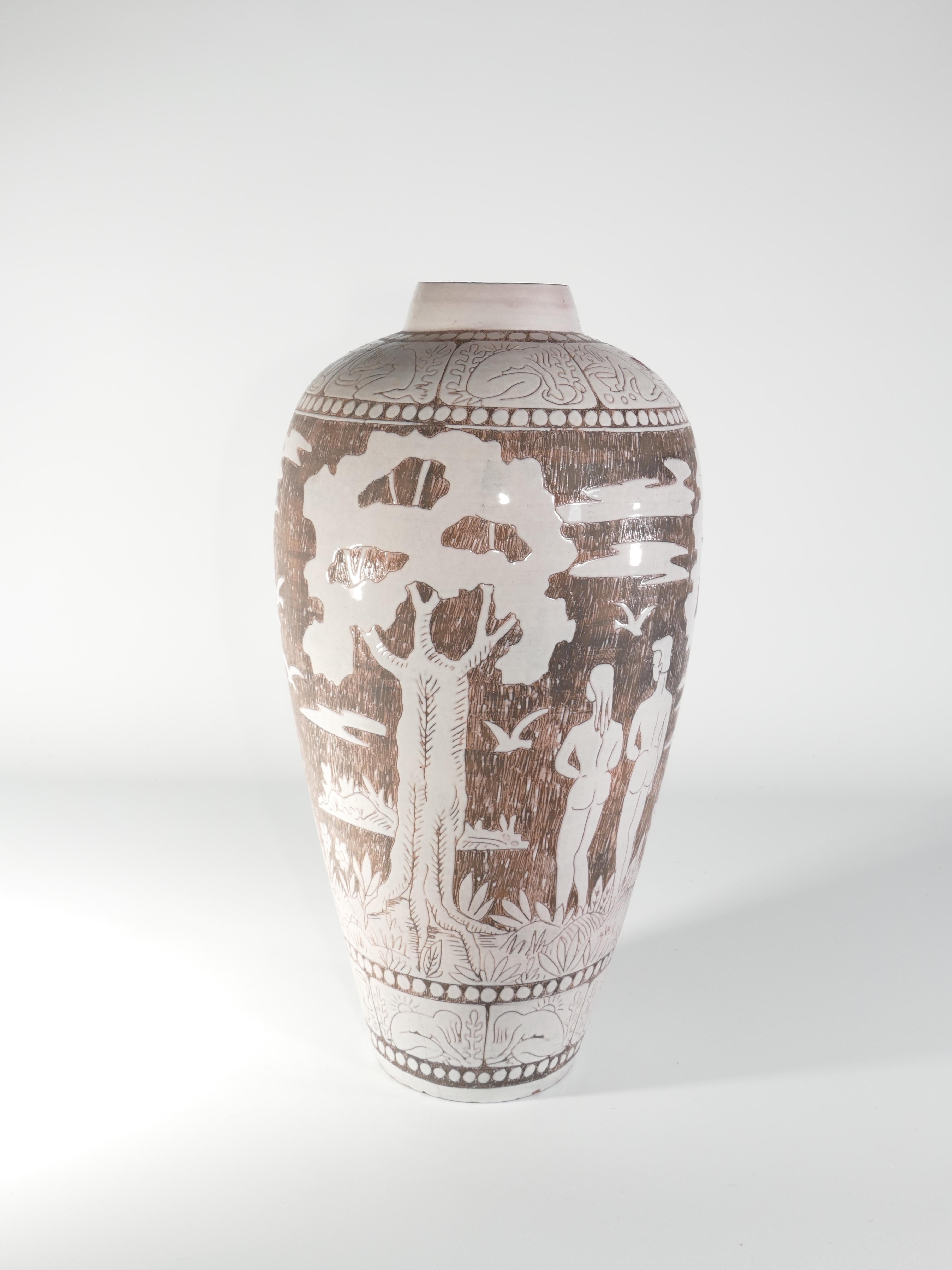 Swedish Mid-Century Modern Ceramic Floor Vase by Sven Törngren, Törngren's pottery For Sale