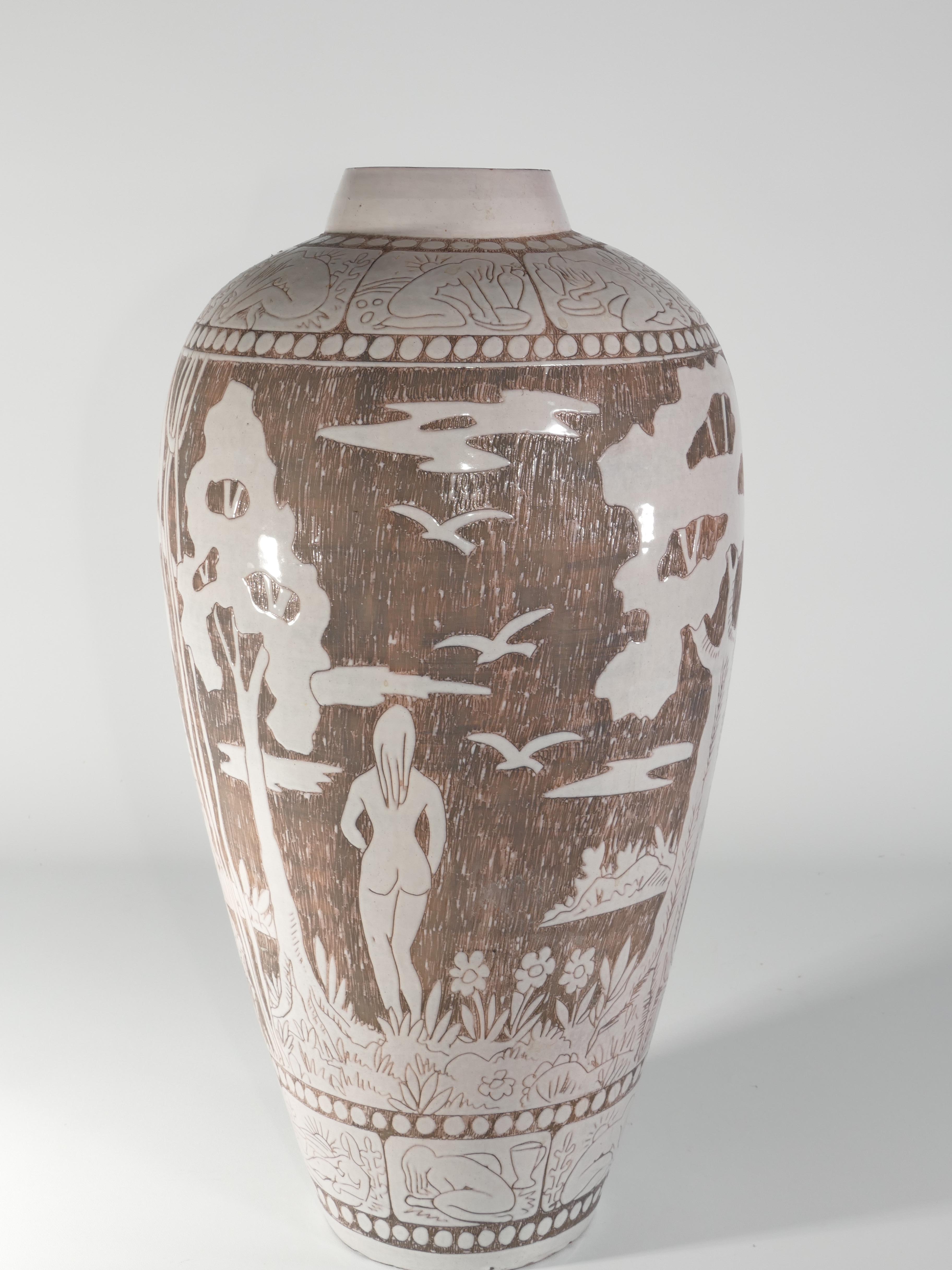 Mid-Century Modern Ceramic Floor Vase by Sven Törngren, Törngren's pottery In Good Condition For Sale In Grythyttan, SE