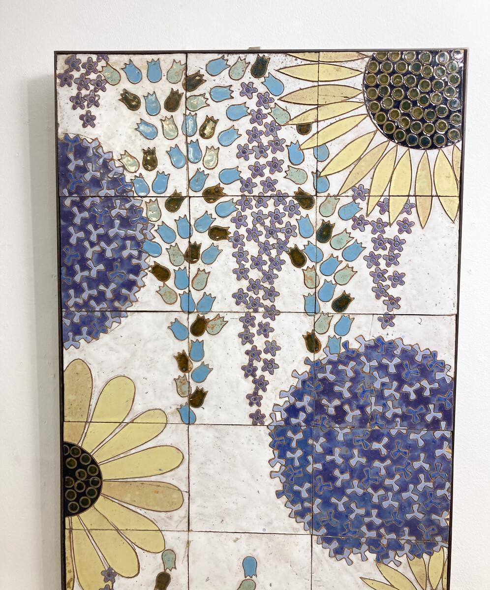 Mid-Century Modern Ceramic Floral Panel, 1960s For Sale 2