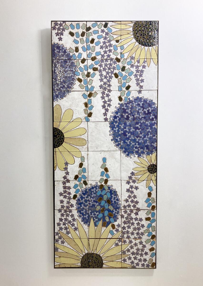 Modernes Keramik-Paneel mit Blumen, 1960er Jahre im Angebot 3