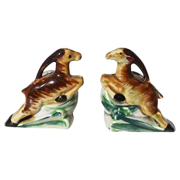 Mid-Century Modern Ceramic Gazelle Salt and Pepper Shakers, a Pair For Sale