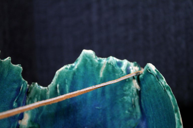 Mid-Century Modern Ceramic Green Biomorphic Shell Design on Metal and ...