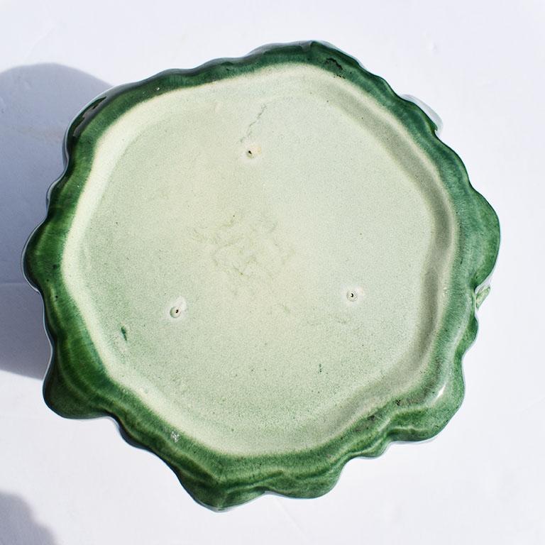 American Mid-Century Modern Ceramic Green Vegetable Broccoli Tole Cookie Jar 