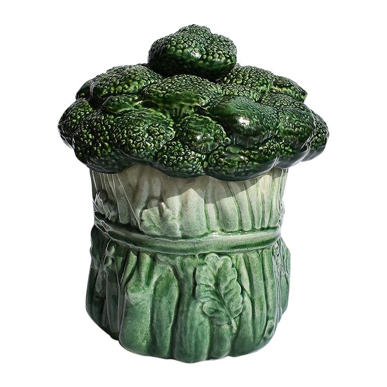 Mid-Century Modern Ceramic Green Vegetable Broccoli Tole Cookie Jar at  1stDibs