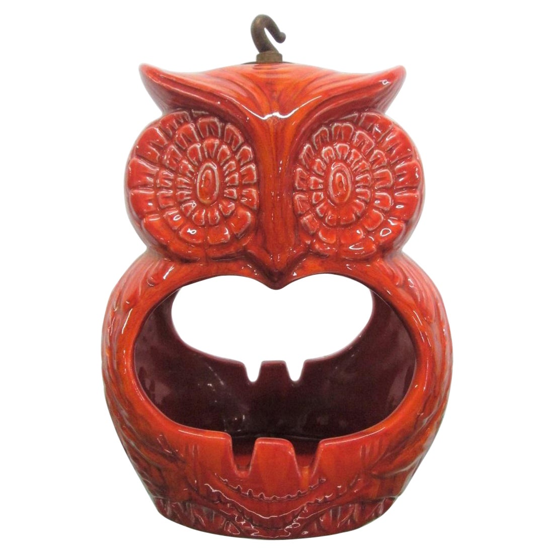 Posacenere a forma di gufo appeso in ceramica, stile Mid-Century Modern