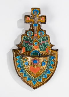 Pila de agua bendita de cerámica moderna de mediados de siglo Jesús de Jean Claude Taburet