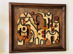 Mid Century Modern Ceramic Installation Signed Framed