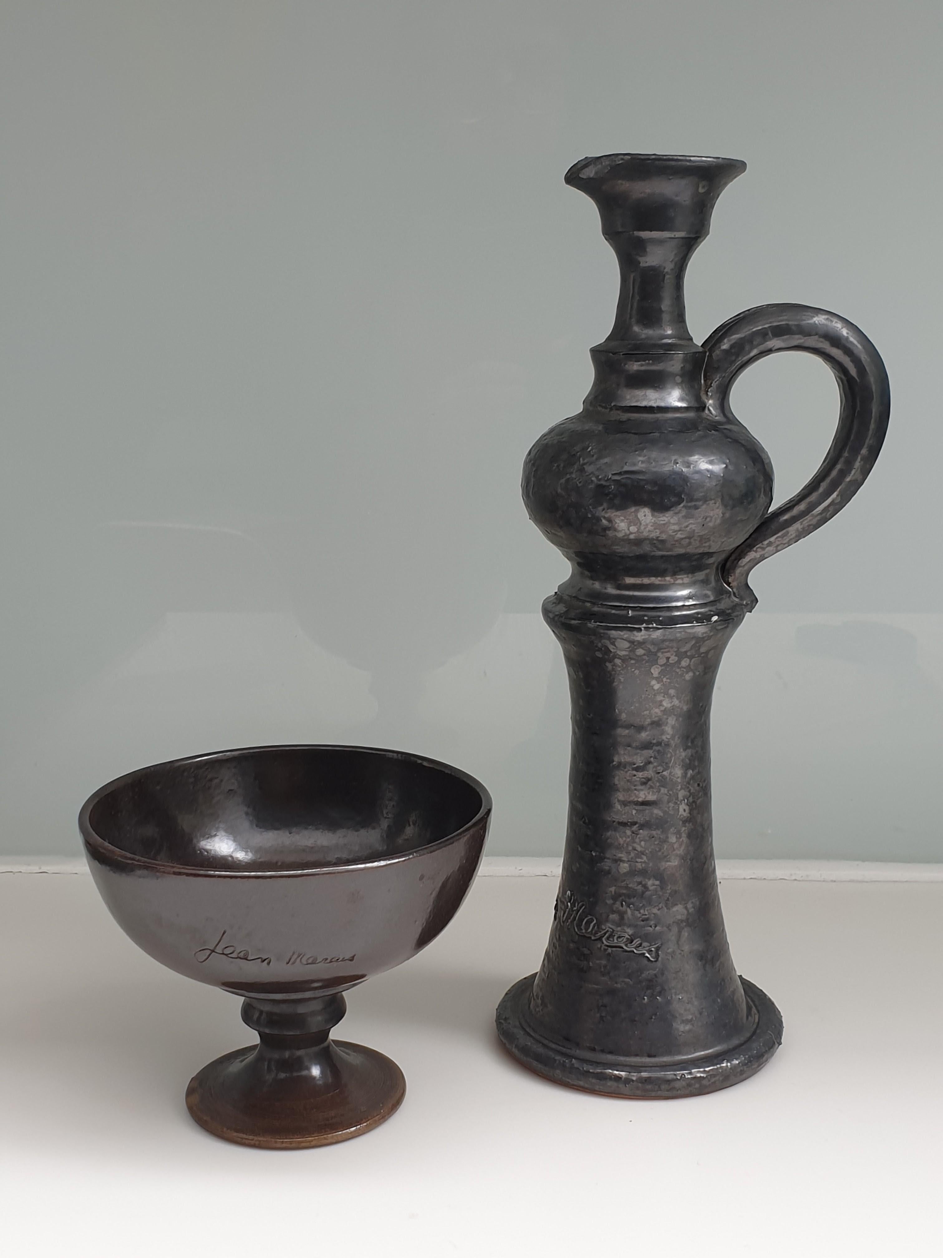 Mid century Modern ceramic jug and bowl by Jean Marais