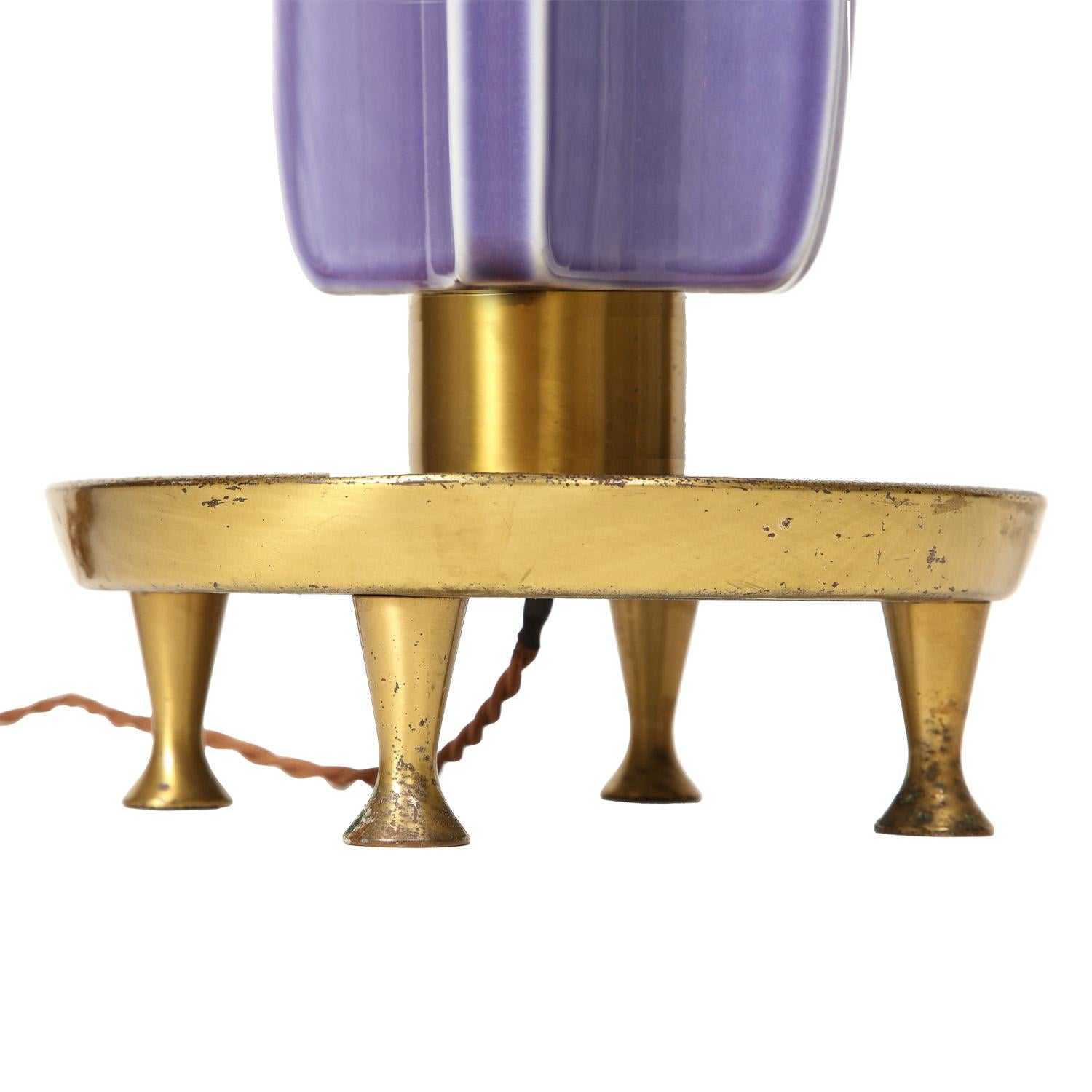 Mid-20th Century Mid-Century Modern Ceramic Lamp with Footed Brass Base, 1960s