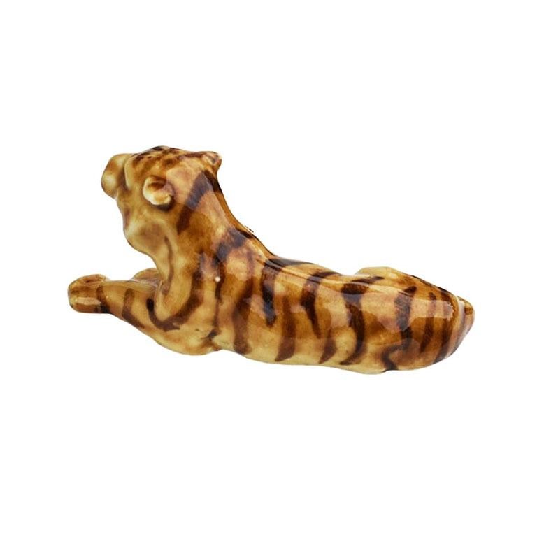 Mid-Century Modern Mid Century Modern Ceramic Lion Figurine in Brown For Sale