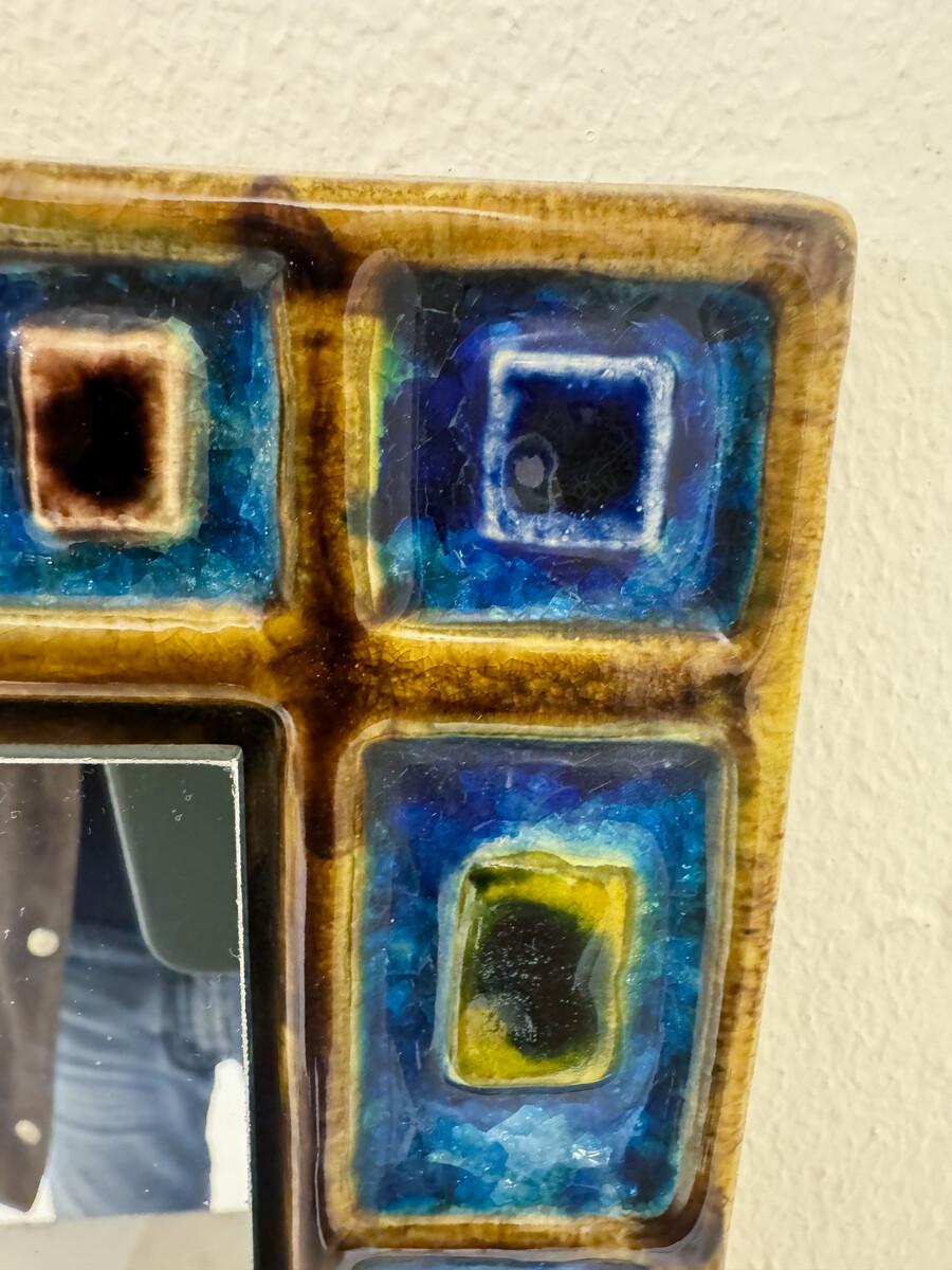Mid-Century Modern Ceramic Mirror In Good Condition For Sale In Brussels, BE