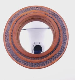 Specchio in ceramica della metà del secolo scorso firmato Ep California Design